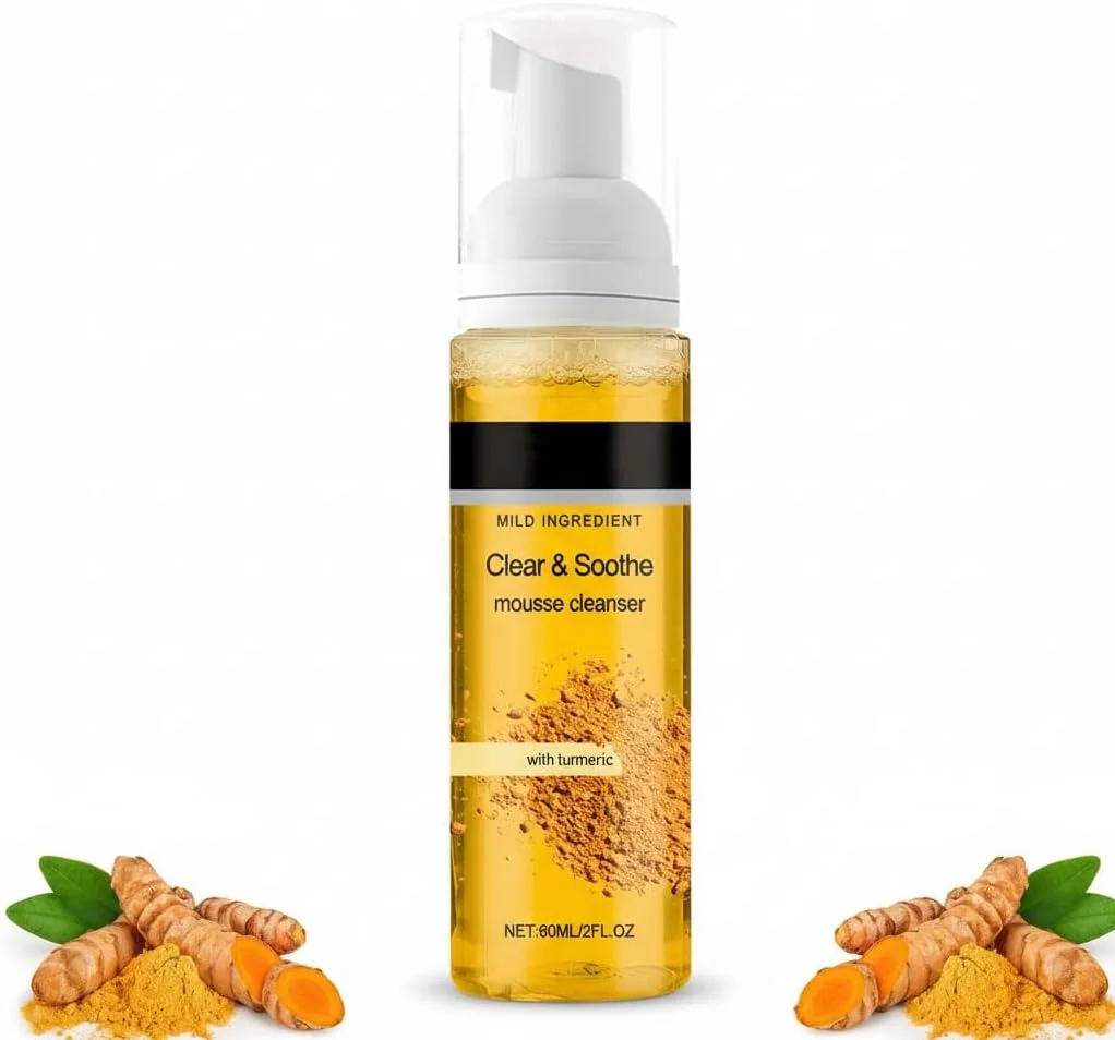 پاک کننده صورت زردچوبه KASTWAVE، پاک کننده موس صاف و تسکین دهنده، پاک کننده ملایم منافذ، شستشوی صورت مرطوب کننده بانوان، پاک کننده عمیق روشن کننده آرایش روزانه - 60 میلی لیتر