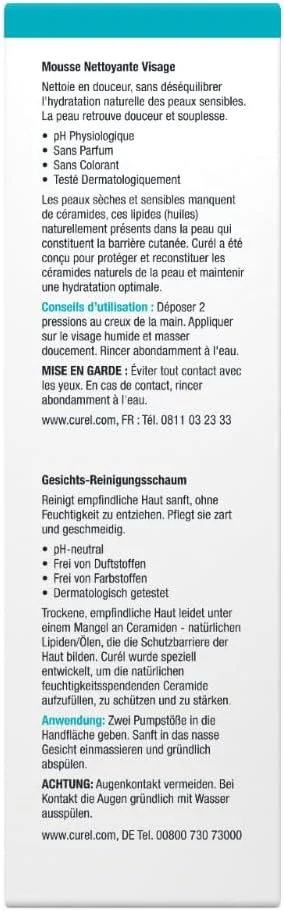 فوم پاک کننده صورت کیورل - حجم: 150 میلی لیتر - پاک کننده ملایم و موثر - پوست را صاف می کند - مخصوص پوست های خشک و حساس