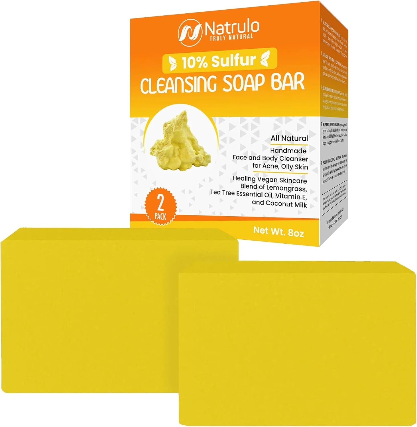 صابون 10% گوگرد برای شستشوی صورت و بدن - پاک کننده طبیعی صورت برای پوست چرب و مستعد جوش - ترکیب التیام بخش روغن های ضروری علف لیمو، درخت چای، ویتامین E، شیر نارگیل - ساخت آمریکا