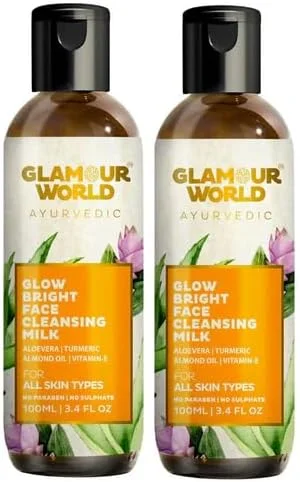 شیر پاک کننده صورت درخشان کننده و روشن کننده آیورودا Glamour World (بسته 2 عددی)