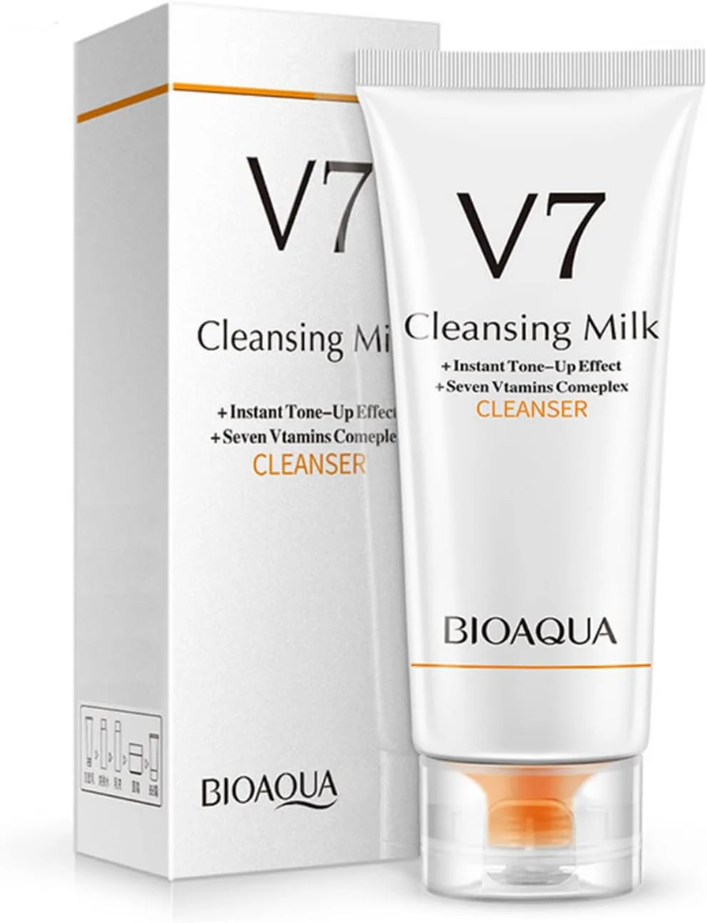 شیر پاک کننده صورت بایوآکوا V7، آبرسان عمیق، مرطوب کننده و صاف کننده، حاوی هفت ویتامین، 100 گرم