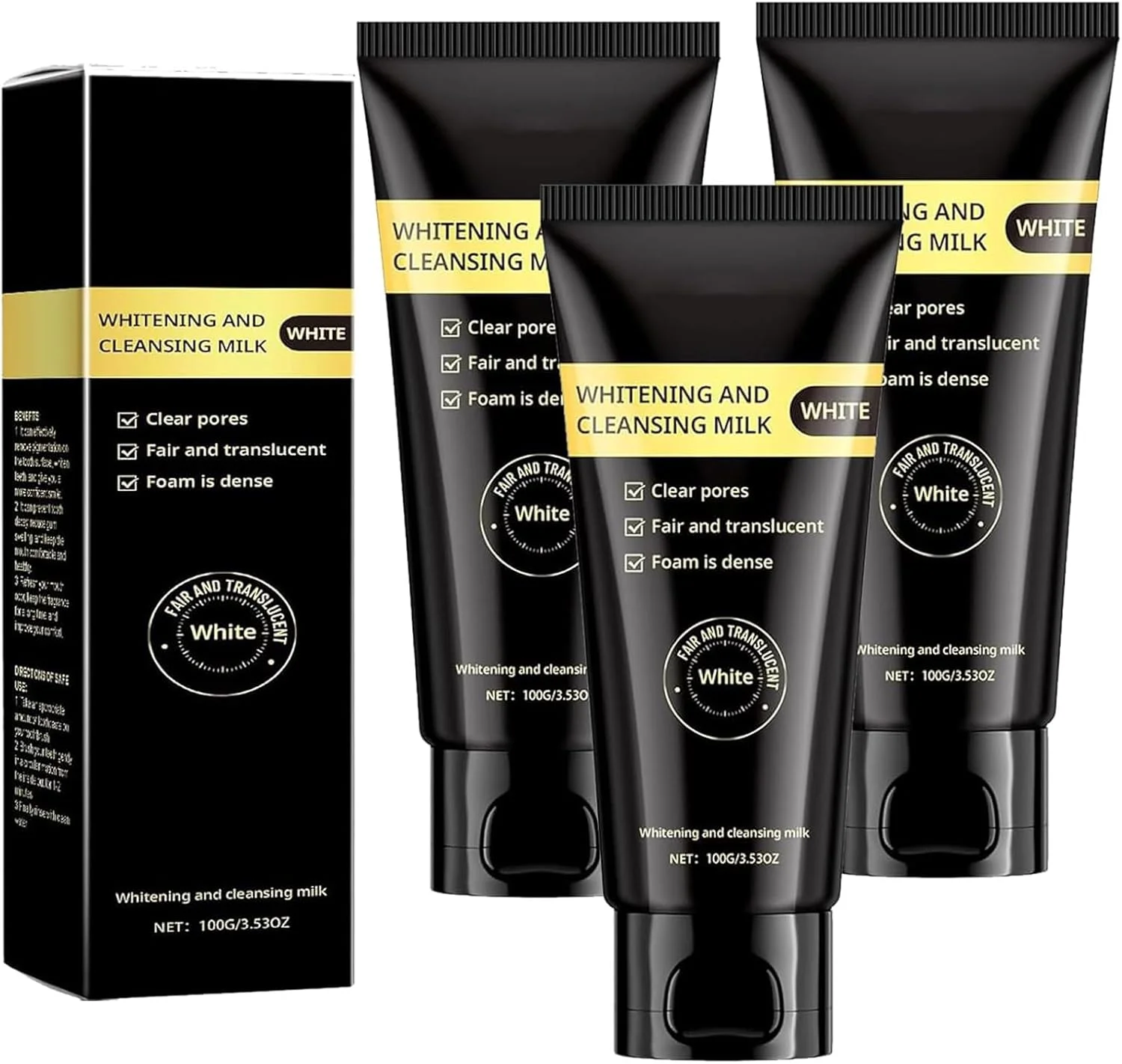 شیر پاک کننده نیاسینامید، پاک کننده و روشن کننده نیاسینامید، پاک کننده جوئلرو، پاک کننده مرطوب کننده و لایه بردار صورت برای انواع پوست، پاک کننده ملایم و عمیق (3 عدد)