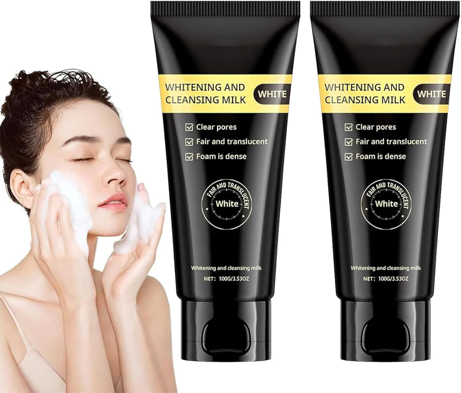 شیر پاک کننده نیاسینامید، شیر پاک کننده، پاک کننده تصفیه کننده نیاسینامید، پاک کننده صورت آبرسان پوست Xuerouyar، پاک کننده صورت تصفیه کننده، شستشوی صورت شیر پاک کننده Juelreou (2 عدد)