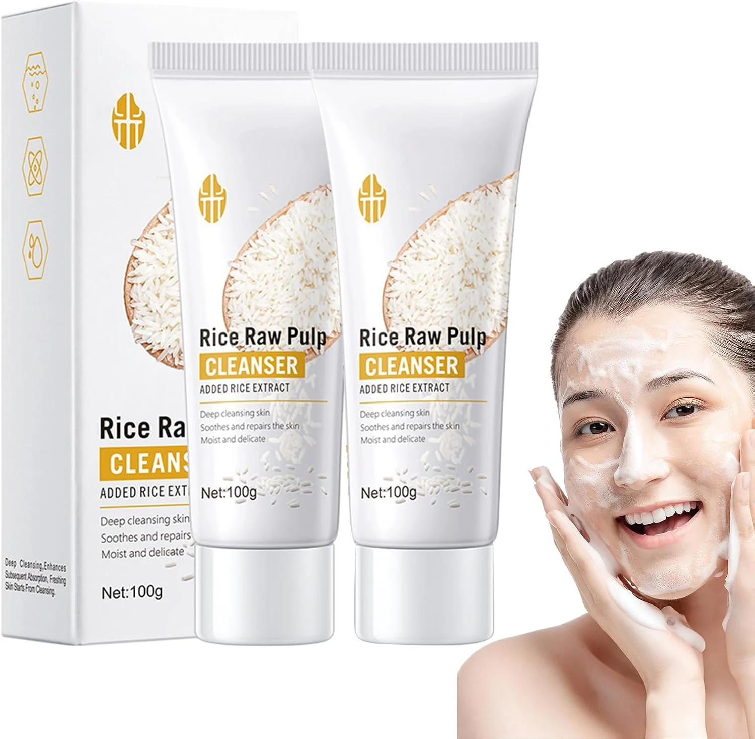 دو عدد شیر پاک کننده صورت ۱۰۰ گرمی، پاک کننده صورت، پاک کننده عمیق، پاک کننده تسکین دهنده، لایه بردار، پاک کننده ملایم آرایش، بدون ایجاد حساسیت، پوست صاف، مراقبت از رطوبت برای پاکسازی روزانه صورت