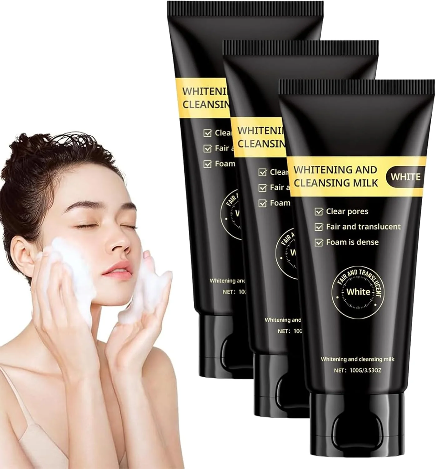 شیر پاک کننده نیاسینامید، شیر پاک کننده، پاک کننده تصفیه کننده نیاسینامید، پاک کننده صورت آبرسان پوست Xuerouyar، پاک کننده صورت تصفیه کننده، شستشوی صورت با شیر پاک کننده Juelreou (3 عدد)