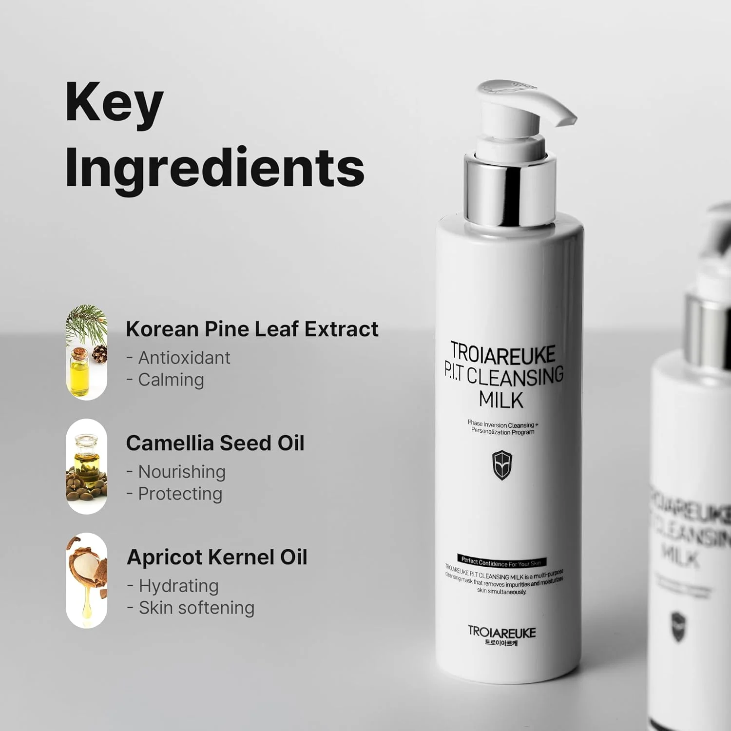 شیر پاک کننده صورت TROIAREUKE PIT I پاک کننده عمیق روزانه صورت برای انواع پوست، خشک، ماسک آبرسان صورت با آنتی اکسیدان ها، ویتامین ها، مرطوب کننده مراقبت از پوست کره ای 300 میلی لیتر