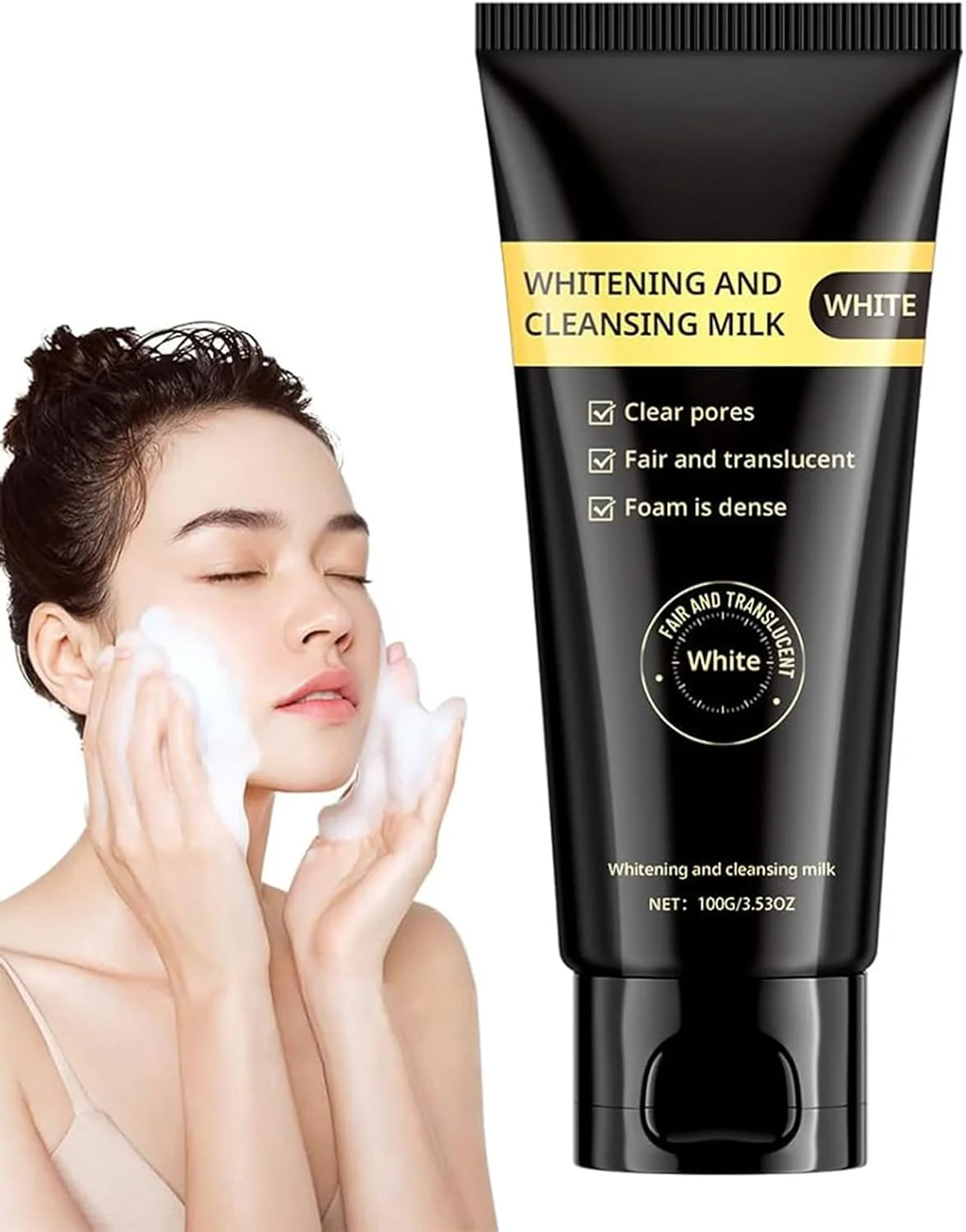 شیر پاک کننده نیاسینامید، شیر پاک کننده پاک کننده تصفیه کننده نیاسینامید، پاک کننده صورت آبرسان پوست Xuerouyar، پاک کننده صورت تصفیه کننده، شستشوی صورت شیر پاک کننده Juelreou (1 عدد)