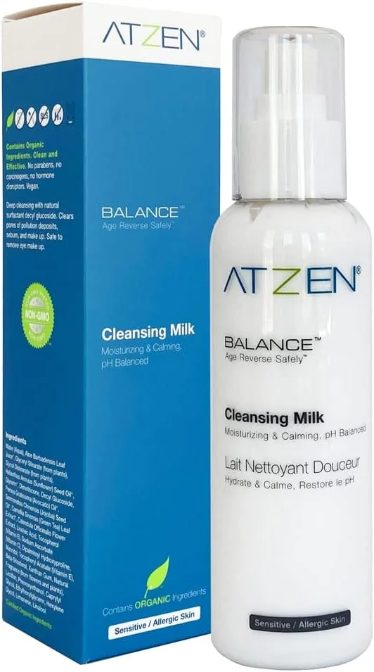 شیر پاک کننده صورت آتزن، پاک کننده طبیعی و موثر با آلوئه ورا و دسیل گلوکوزید، 200 میلی لیتر