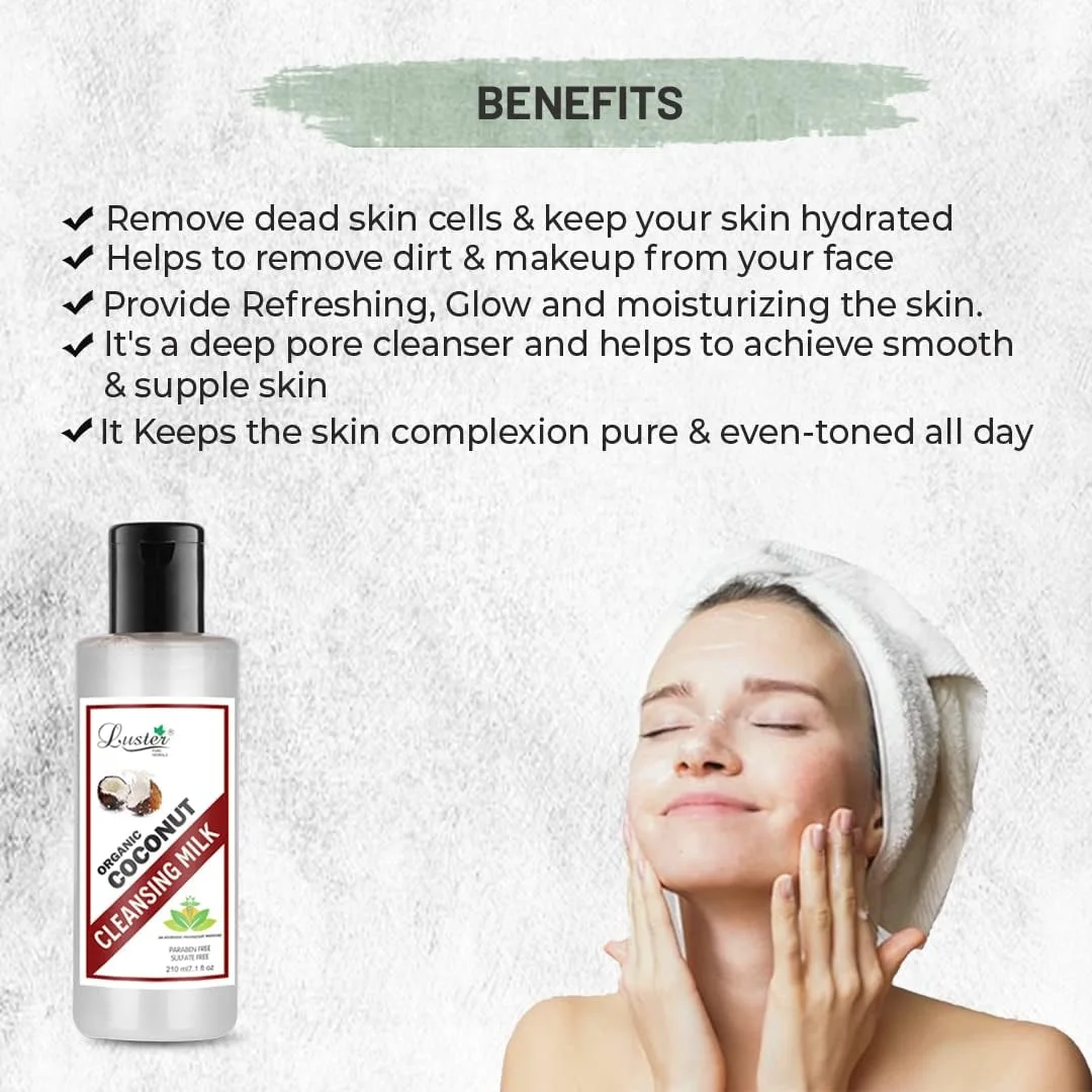 شیر پاک کننده نارگیل روشن کننده ارگانیک | غنی شده با آب نارگیل | پاک کننده عمیق و طراوت بخش | شیر پاک کننده طبیعی صورت برای بانوان (بدون پارابن و سولفات) - 210 میلی لیتر شیر پاک کننده نارگیل روشن کننده ارگانیک | غنی شده با آب نارگیل | پاک کننده عمیق و طراوت بخش | شیر پاک کننده طبیعی صورت برای بانوان (بدون پارابن و سولفات) - 210 میلی لیتر