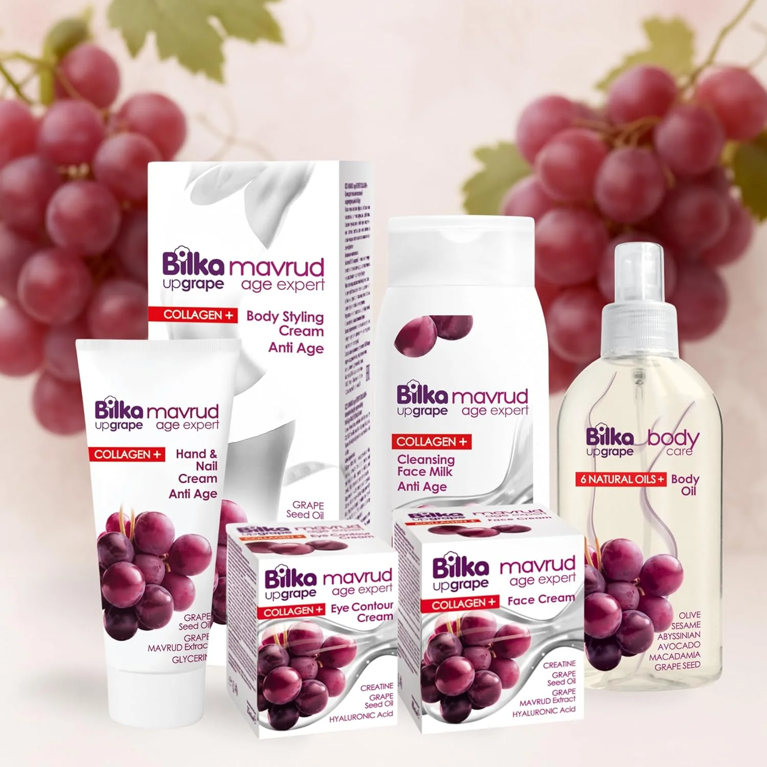 شیر پاک‌کن صورت Bilka Upgrape Mavrud Age Expert - پاک‌کننده آرایش و شوینده صورت با عصاره انگور ماورود و کلاژن برای مراقبت عمقی، 200 میلی‌لیتر