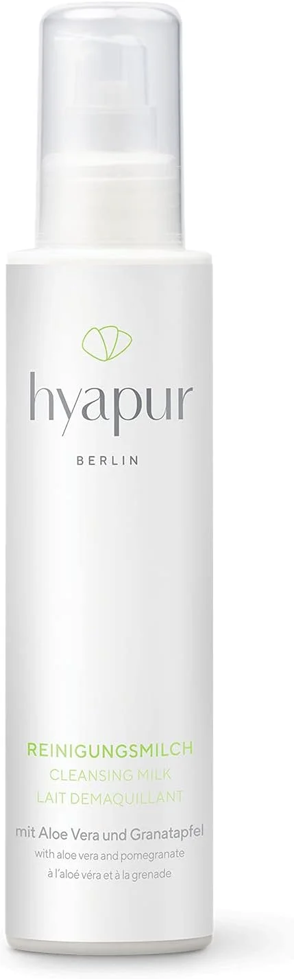 شیر پاک کننده ملایم صورت hyapur® - Green Cleansing Milk حجم 150 میلی لیتر - پاک کننده ملایم صورت - برای مراقبت ضد پیری با لوازم آرایشی طبیعی ارگانیک و وگان از برلین