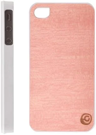 قاب چوبی گوشی آیفون 4/4S مدل I1044i4SW Man&Wood، چوب طبیعی، طرح آمپا صورتی زنده (فریم سفید)، طراحی ایتالیایی