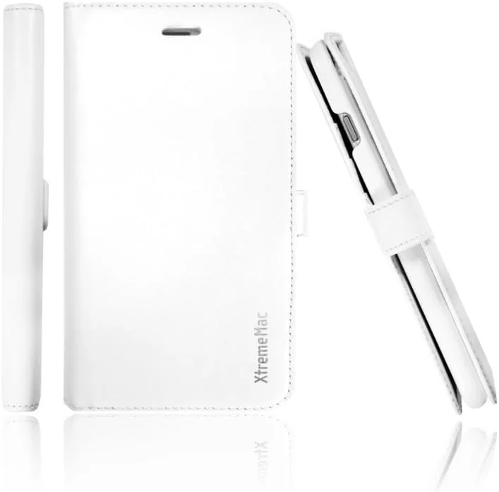 کیف پول چرمی اصل XtremeMac آیفون 6/6s با محفظه اسکناس، جای کارت و آینه - سفید