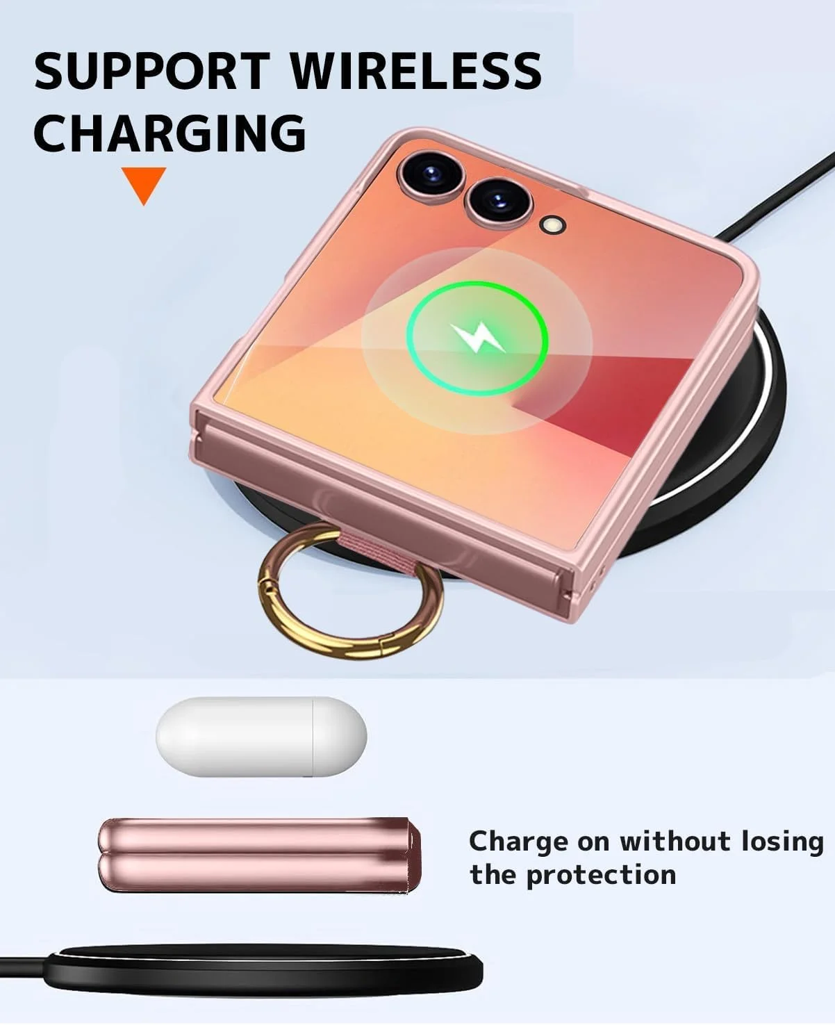 کاور بند انگشتی KASTWAVE برای سامسونگ گلکسی زد فلیپ 7 با حلقه نگهدارنده و محافظ صفحه نمایش، کاور باریک ضد ضربه برای زد فلیپ 7 5G مدل 2025، کاور محافظ گوشی با بند نگهدارنده (سبز)