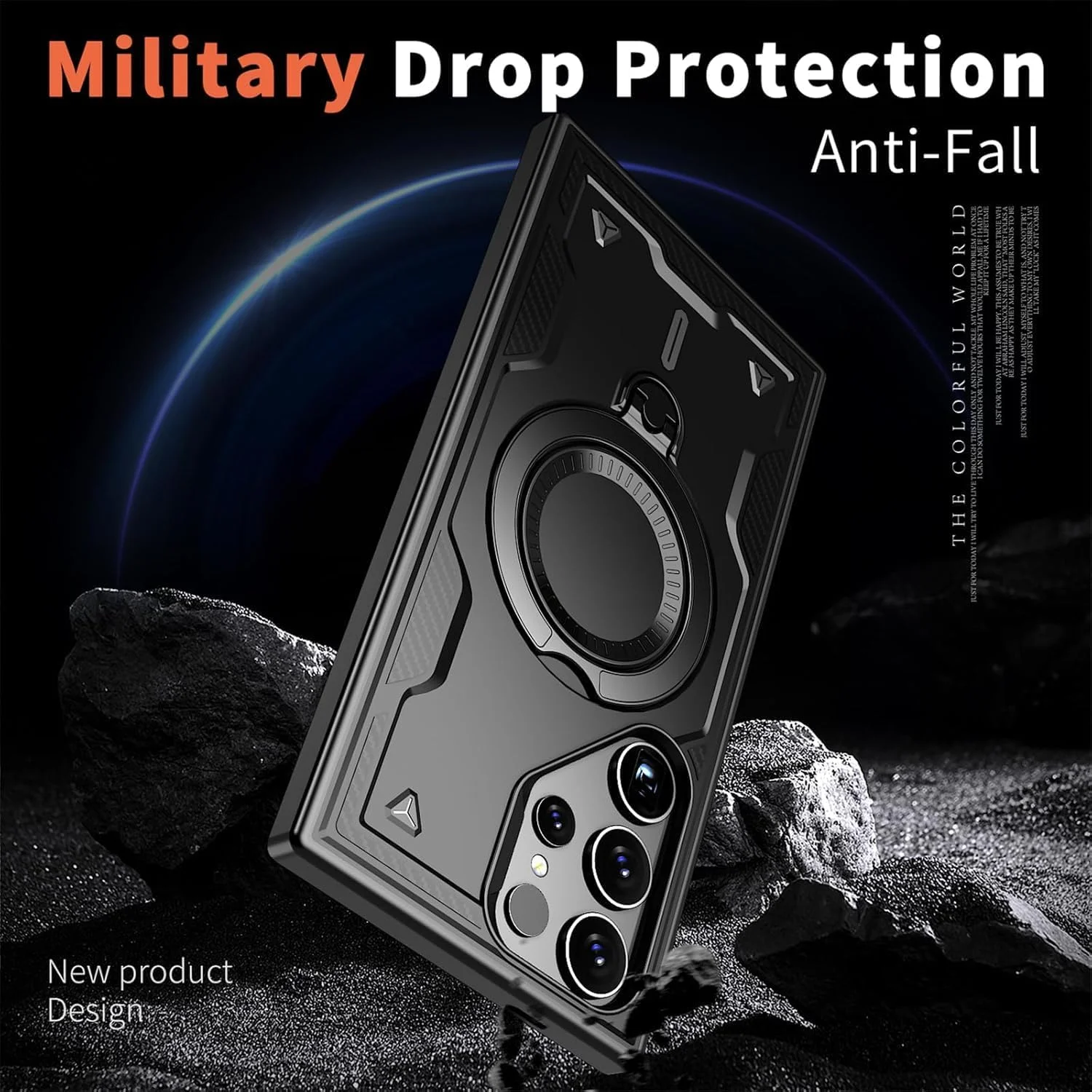 کاور آهنربایی KASTWAVE برای گوشی سامسونگ گلکسی S25 Ultra، دارای پایه نگهدارنده چرخان 360 درجه سازگار با Mag-Safe، مقاوم در برابر ضربه، ضد خش، ضد اثر انگشت، کاور محافظ، مشکی