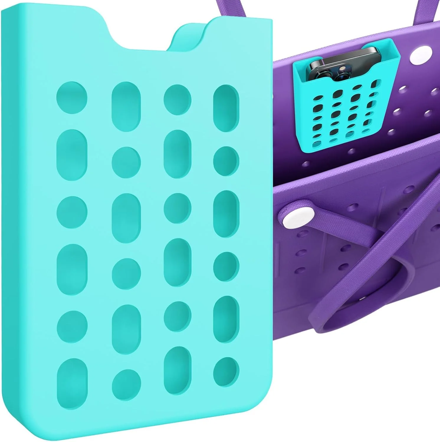 نگهدارنده تلفن NALACAL مناسب برای کیف Bogg، قاب درج سبک وزن و بادوام جهانی، لوازم جانبی نگهدارنده قاب تلفن، لوازم جانبی تلفن سیلیکونی نرم سازگار با کیف دستی (آبی)