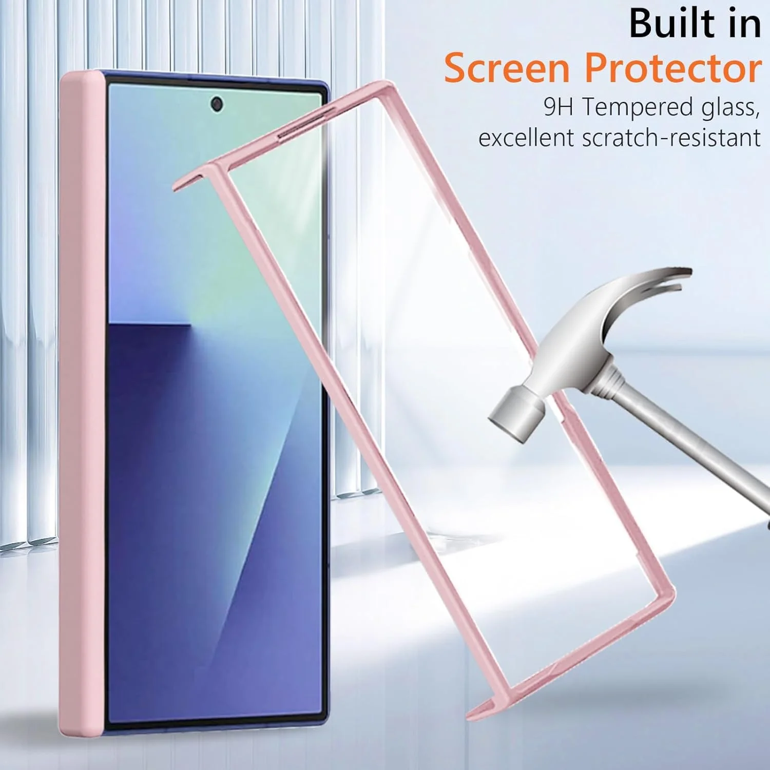 قاب گوشی سامسونگ گلکسی زد فولد 7 با بند مچی، پایه تاشو، محافظ لولا و لبه، محافظ صفحه نمایش HD، پوشش کامل ضد ضربه و مقاوم در برابر افتادن (صورتی)