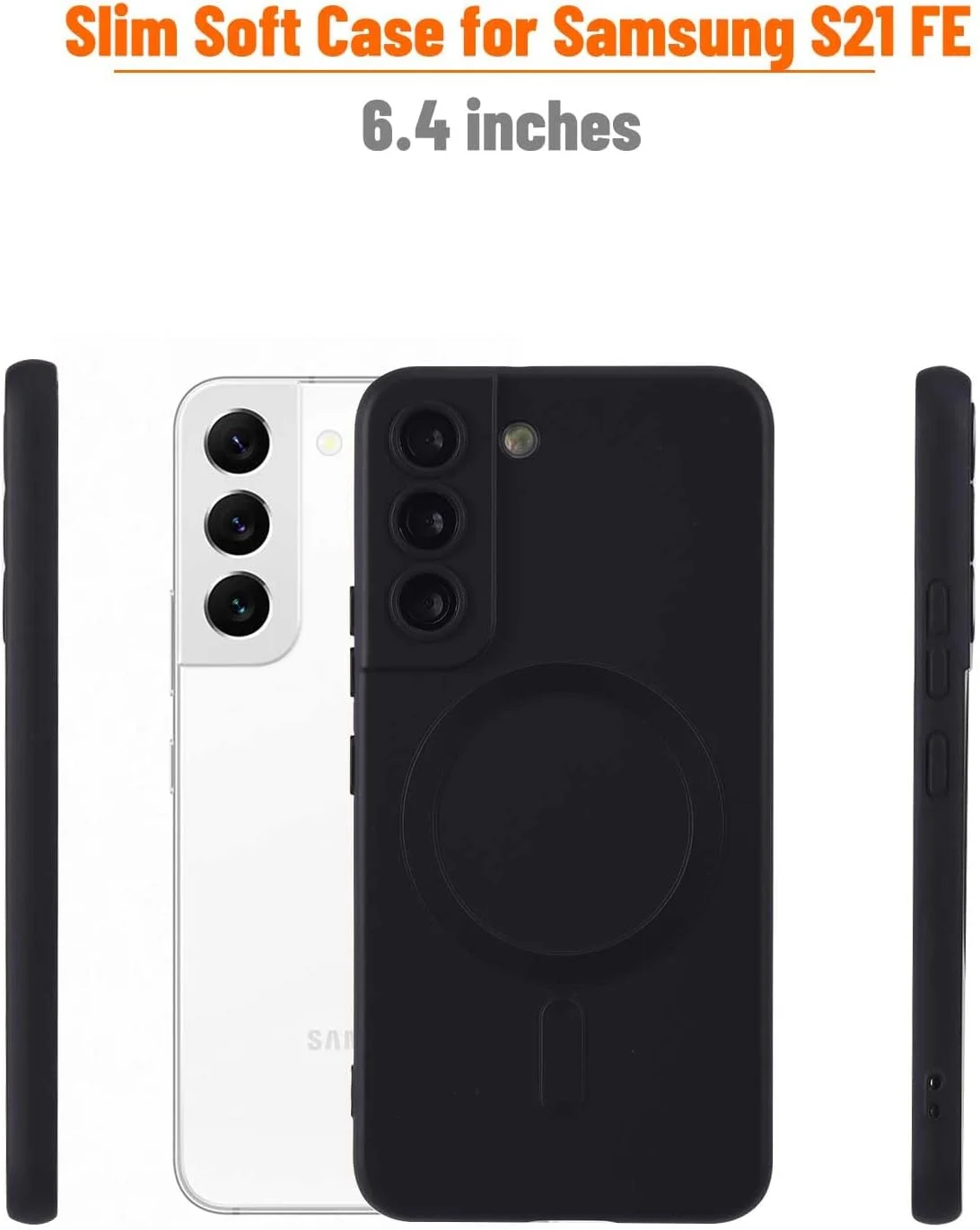 قاب محافظ مغناطیسی گوشی سامسونگ گلکسی S21 FE، قاب سیلیکونی نرم سامسونگ گلکسی S21 FE با محافظت از دوربین، قاب ضد خش سامسونگ گلکسی S21 FE سازگار با MagSafe