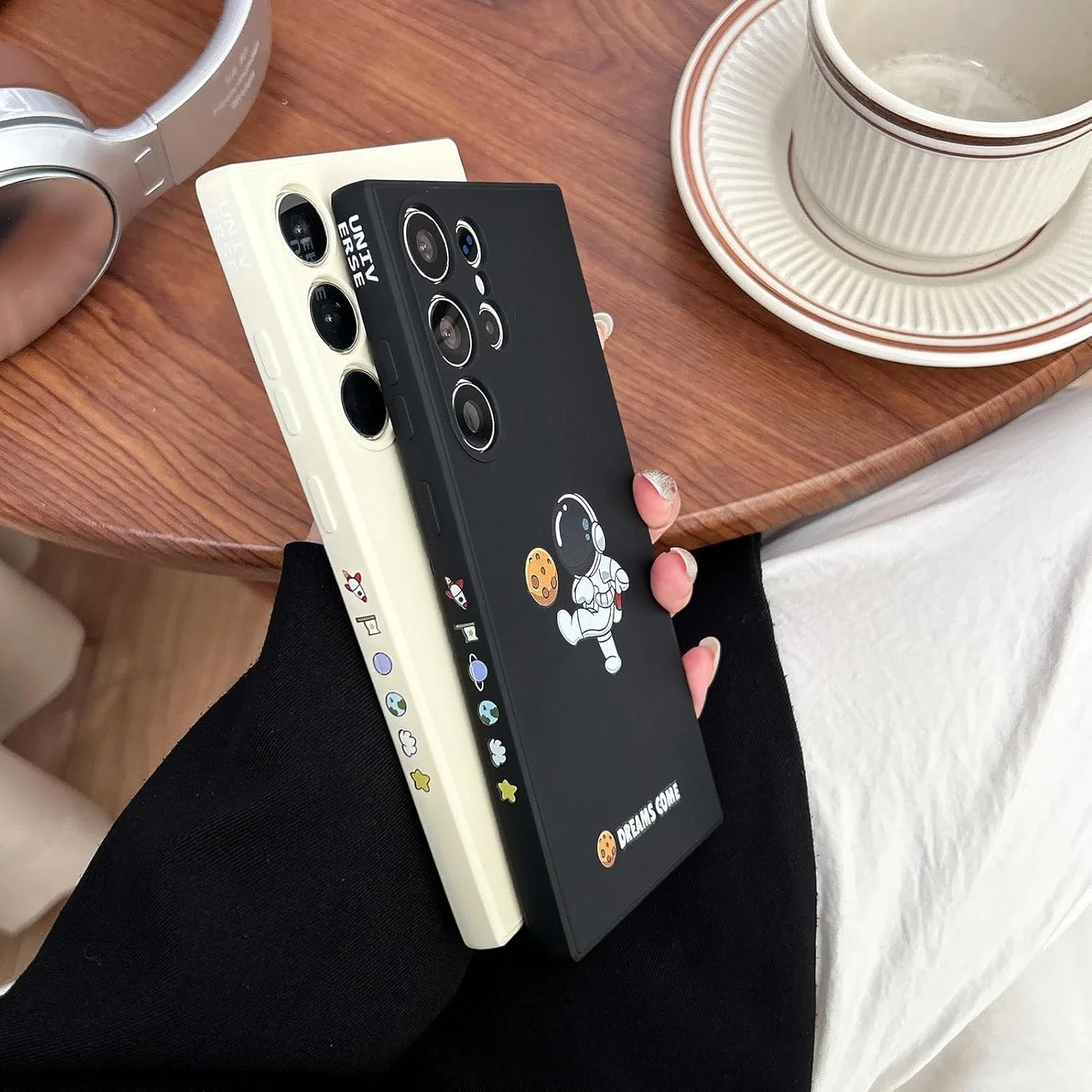 قاب گوشی فضانورد یوندز کویین برای سامسونگ گلکسی اس 25 اولترا، طرح سیاره ماه موشکی فضایی کارتونی بامزه، کاور ضربه گیر شیک محافظ ضد ضربه (سیاره، گلکسی اس 25 اولترا)