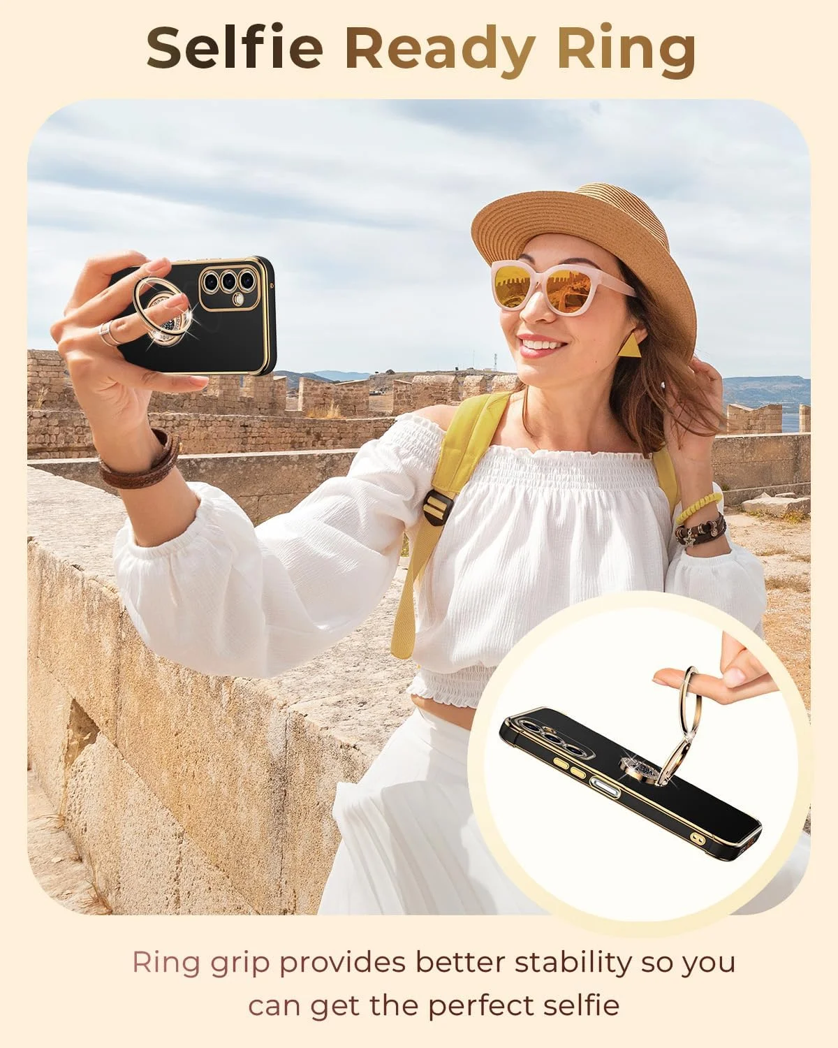 کاور محافظ گوشی سامسونگ گلکسی A15 5G با استند، کاور محافظ لوکس با حلقه دوگانه و طرح قلب مناسب بانوان و دختران، مشکی