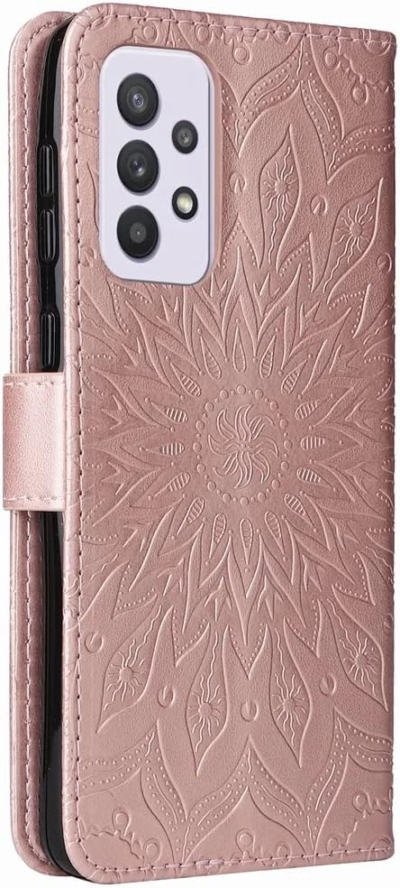 کیف چرمی محافظ گوشی سامسونگ گلکسی A33 5G، کیف پول تاشو ضد ضربه با [پایه و جای کارت] پوشش سیلیکونی TPU برای سامسونگ گلکسی A33 5G، رزگلد