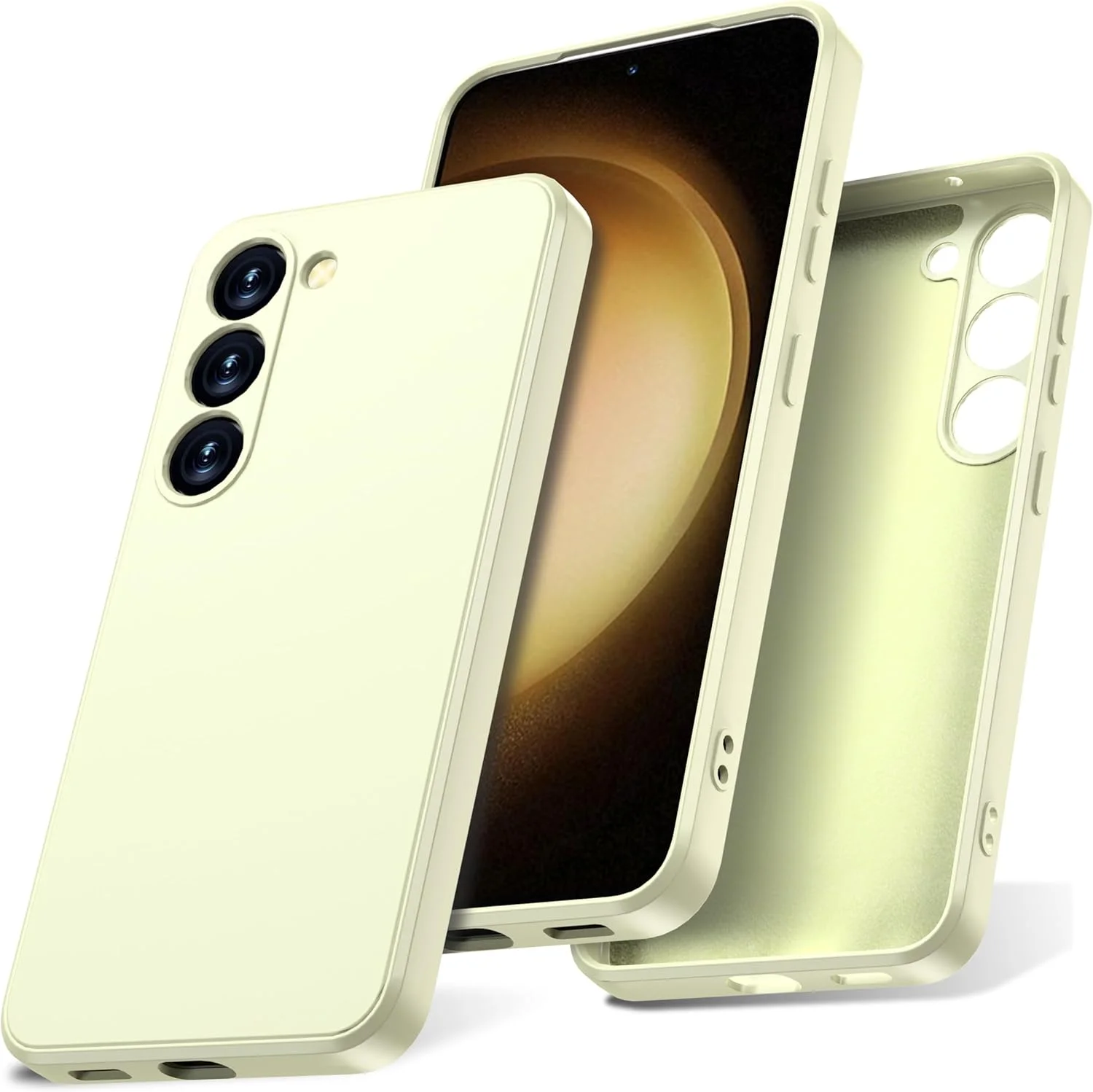 قاب محافظ سیلیکونی نرم گوشی واتانا برای سامسونگ گلکسی اس 23 پلاس 5G، ضد ضربه، ضد گرد و غبار، ضد لغزش، پوشش کامل بدنه با آستر میکروفیبر، سفید