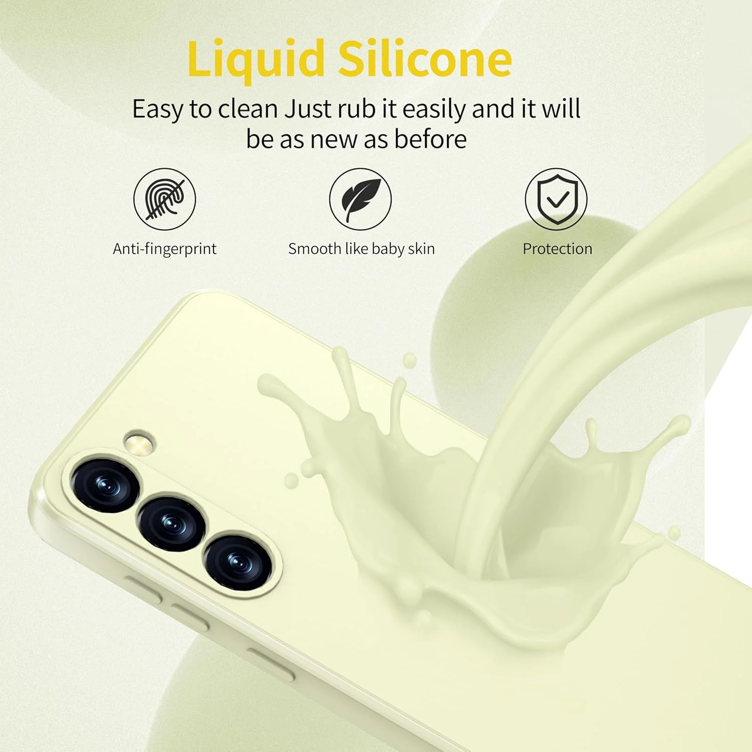 قاب محافظ سیلیکونی نرم گوشی واتانا برای سامسونگ گلکسی اس 23 پلاس 5G، ضد ضربه، ضد گرد و غبار، ضد لغزش، پوشش کامل بدنه با آستر میکروفیبر، سفید