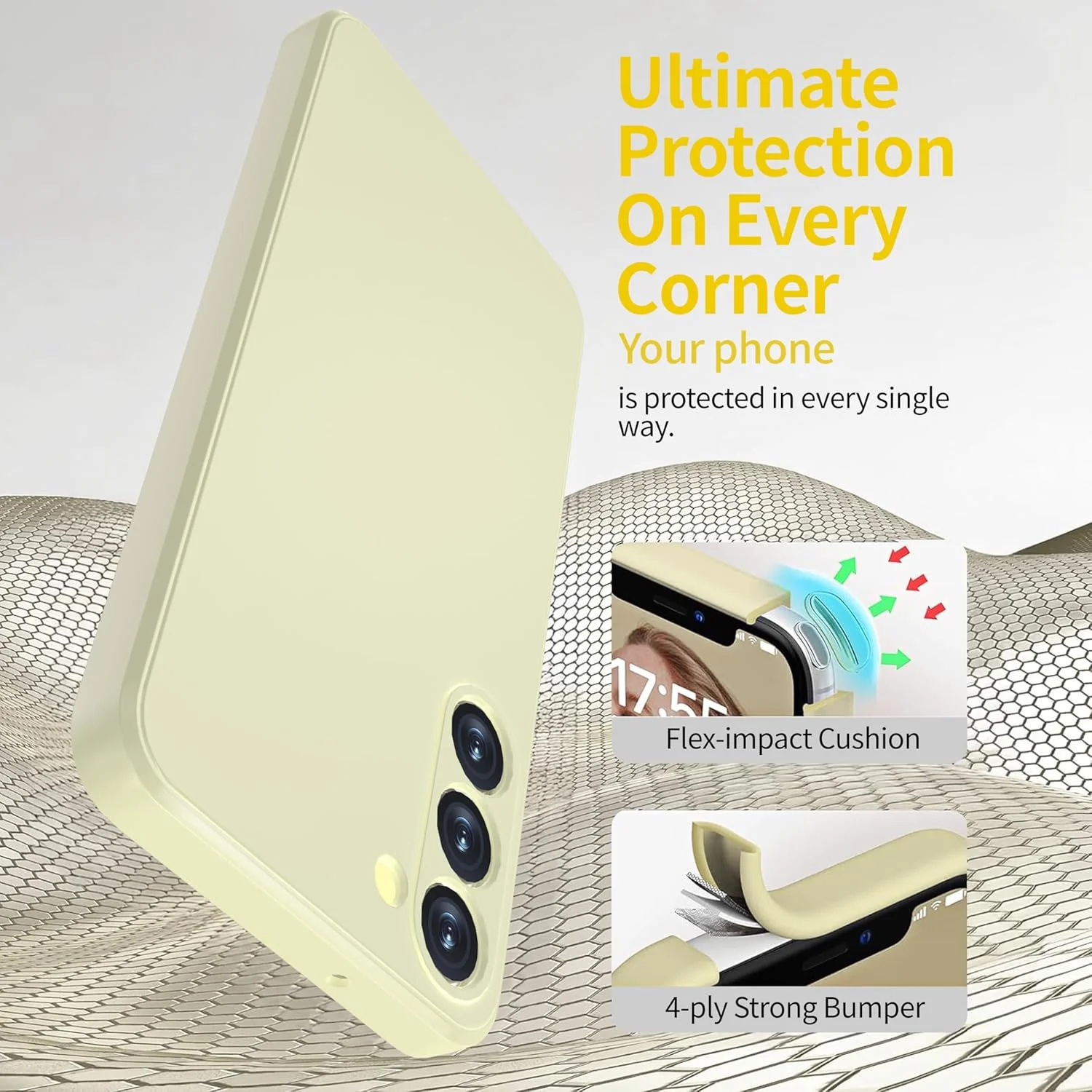 قاب محافظ سیلیکونی نرم گوشی واتانا برای سامسونگ گلکسی اس 23 پلاس 5G، ضد ضربه، ضد گرد و غبار، ضد لغزش، پوشش کامل بدنه با آستر میکروفیبر، سفید