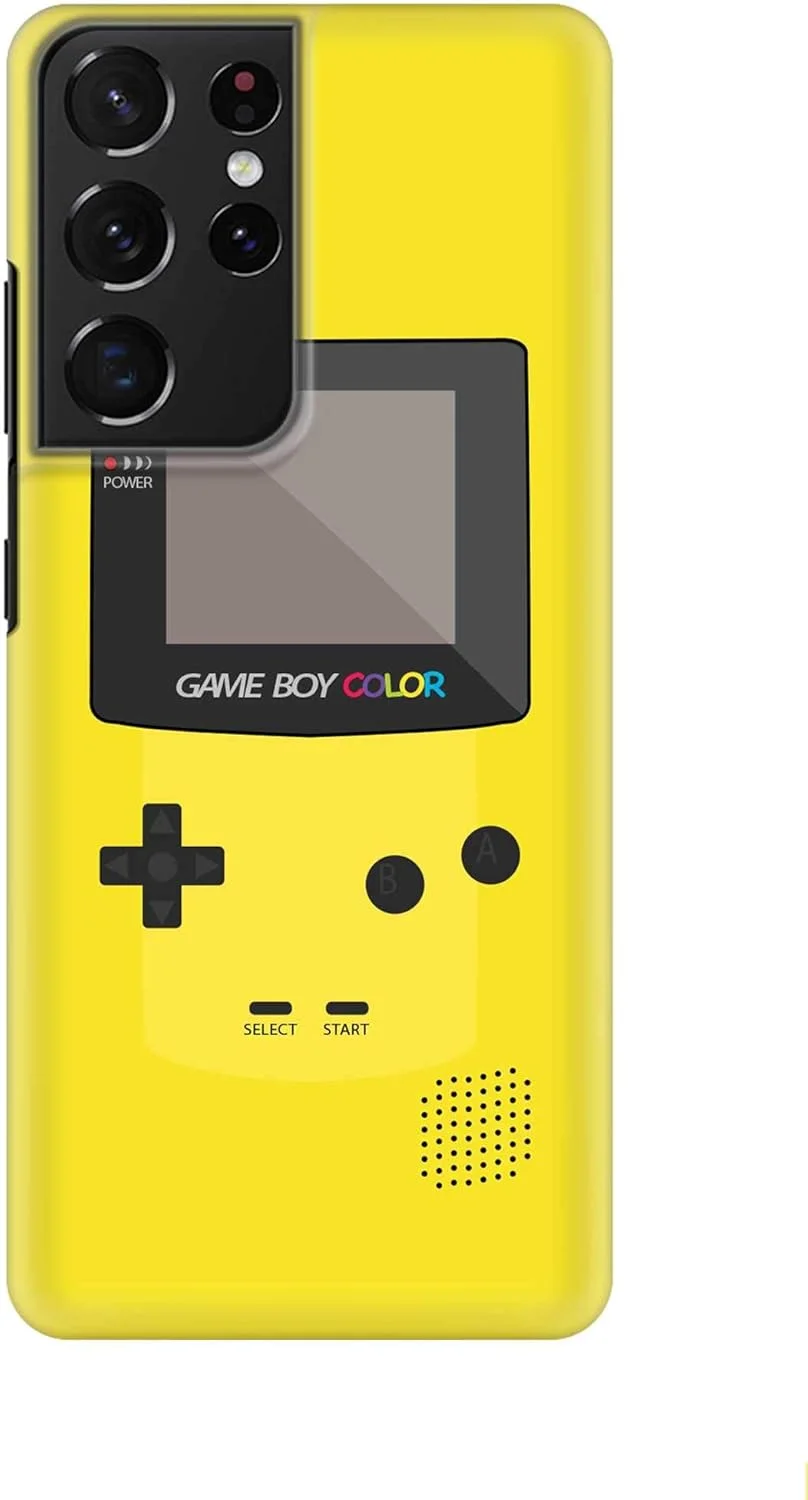 کاور محافظ موبایل طرح دار سازگار با سامسونگ گلکسی S21 Ultra 5G، سری اسلیم اسنپ کلاسیک، قاب سخت PC با روکش مات [طراحی شده برای سامسونگ گلکسی S21 Ultra 5G] - گیم بوی کالر - زرد