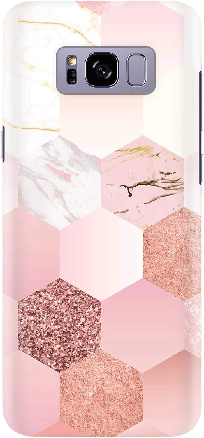 کاور محافظ گوشی سامسونگ گلکسی اس 8 - سری کلاسیک اسلیم، طراحی سفارشی، بدنه سخت PC با روکش مات - طرح لانه زنبوری صورتی مرمری