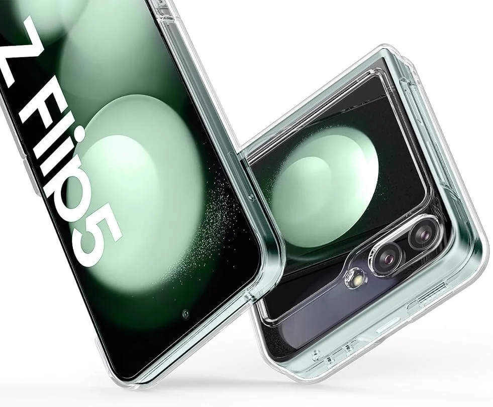 قاب محافظ گوشی سامسونگ گلکسی زد فلیپ 5، بدنه سخت PC شفاف کریستالی، ضد خش، ضد ضربه، باریک و محافظ تلفن (شفاف، زد فلیپ 5)