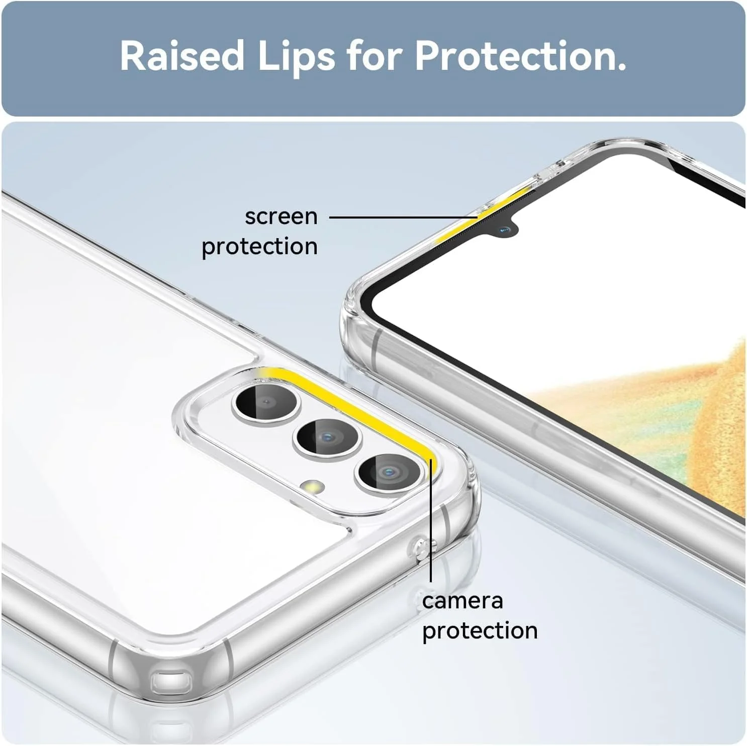 کاور شفاف [3 در 1] برای گوشی سامسونگ گلکسی A05S، به همراه 2 عدد محافظ صفحه نمایش شیشه ای حرارت دیده، کاور محافظ گوشی با ضربه گیر ضد ضربه برای سامسونگ A05S (شفاف، A05S)