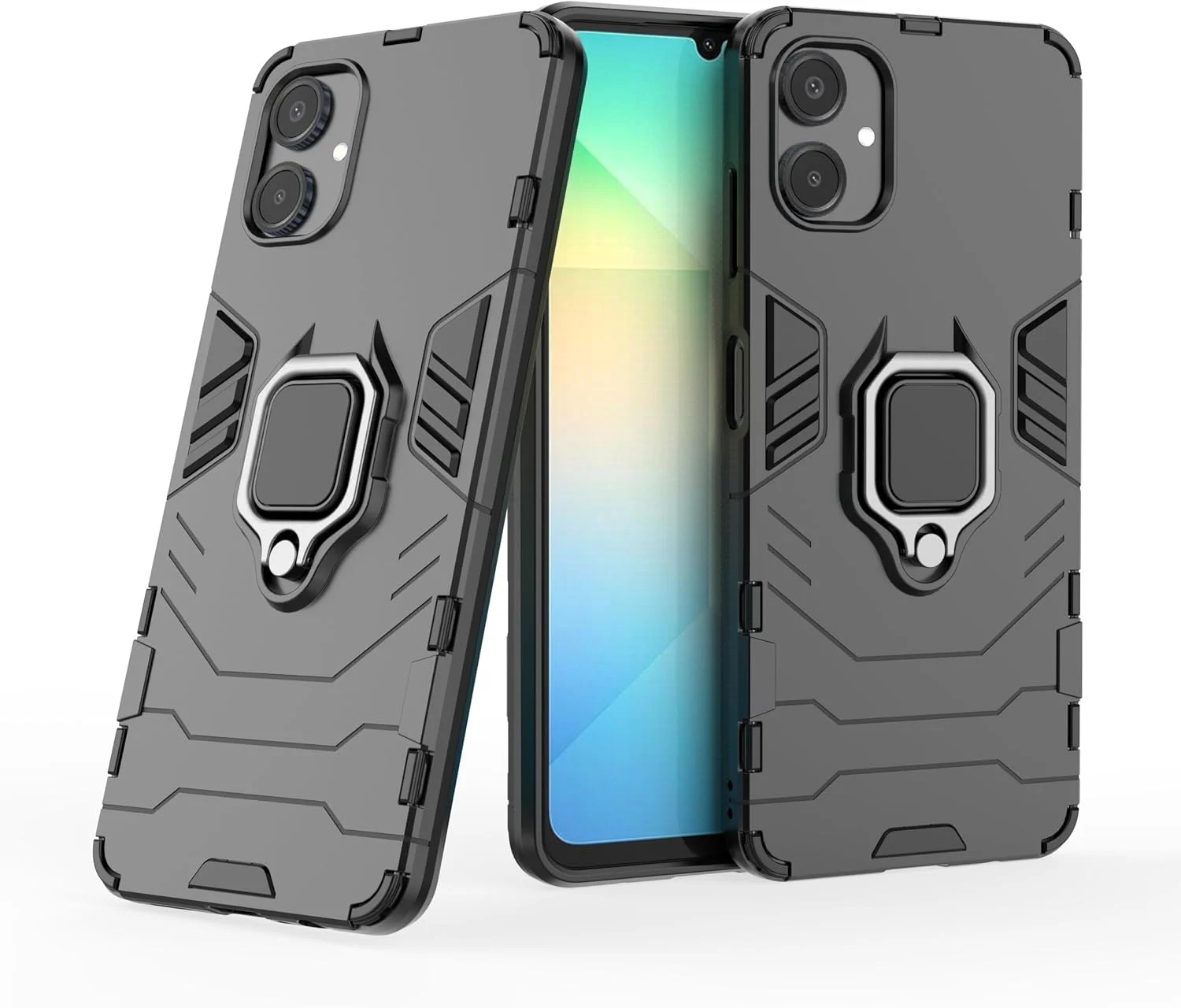 کاور محافظ هیبریدی ضد ضربه و مقاوم با استند زرهی برای گوشی سامسونگ گلکسی A06 4G، مشکی