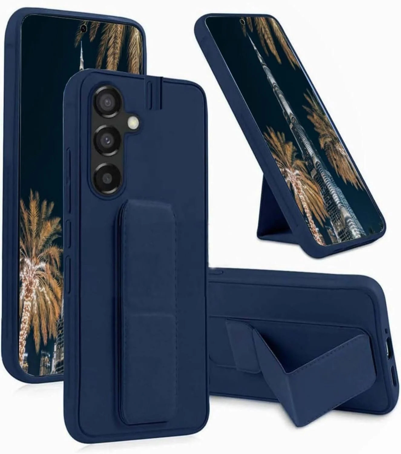 قاب گوشی سامسونگ گلکسی اس 25 پلاس، کاور چند منظوره با نگهدارنده مغناطیسی، بند دستی، استند عمودی و افقی (آبی، سامسونگ گلکسی اس 25 پلاس)