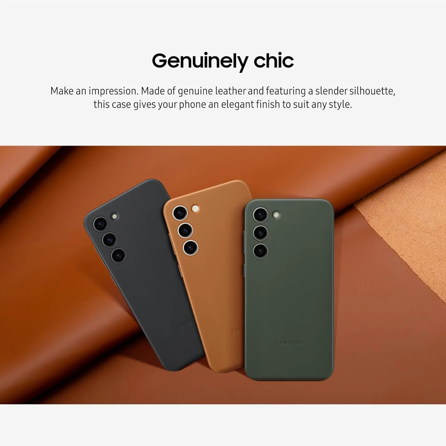 قاب محافظ چرمی گوشی SAMSUNG Galaxy S23+ Plus، پوشش محافظتی ممتاز با محافظت از جلو و پشت، بافت نرم، نسخه ایالات متحده، EF-VS916LBEGUS، مشکی