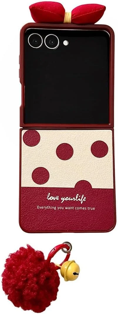 قاب گوشی زیبا برای سامسونگ گلکسی زد فلیپ 7، کاور پشتی خال خالی شیک با زنجیر مچی، محافظت ضد ضربه، هدیه ایده آل امارات و عربستان سعودی برای زنان و مردان، عرضه 2025 (مشکی)