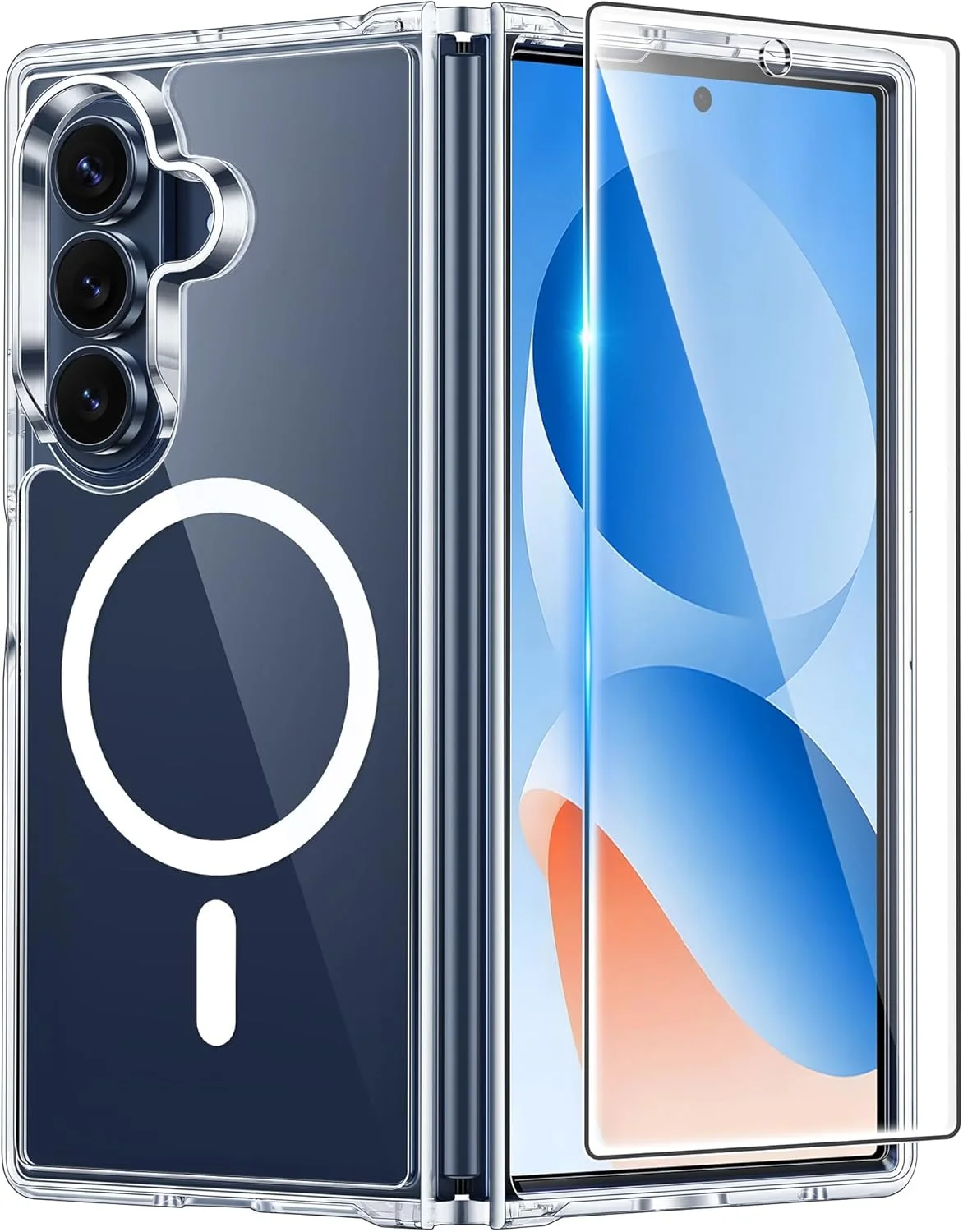 قاب محافظ گوشی سامسونگ گلکسی زد فولد 7، کاور محافظ آهنربایی شفاف مقاوم در برابر سقوط، بامپر ضد ضربه برای استفاده روزانه