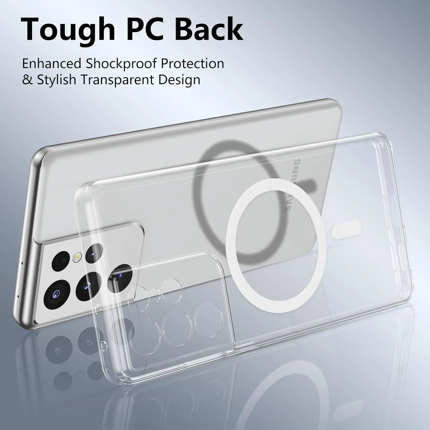 کاور محافظ گوشی موبایل رالیوو مناسب برای گوشی سامسونگ گلکسی S21 Ultra 5G، کاور شفاف کریستالی مجهز به آهنربا سازگار با MagSafe، ضد ضربه، محافظت نظامی، کاور بامپر گوشی برای سامسونگ S21 Ultra