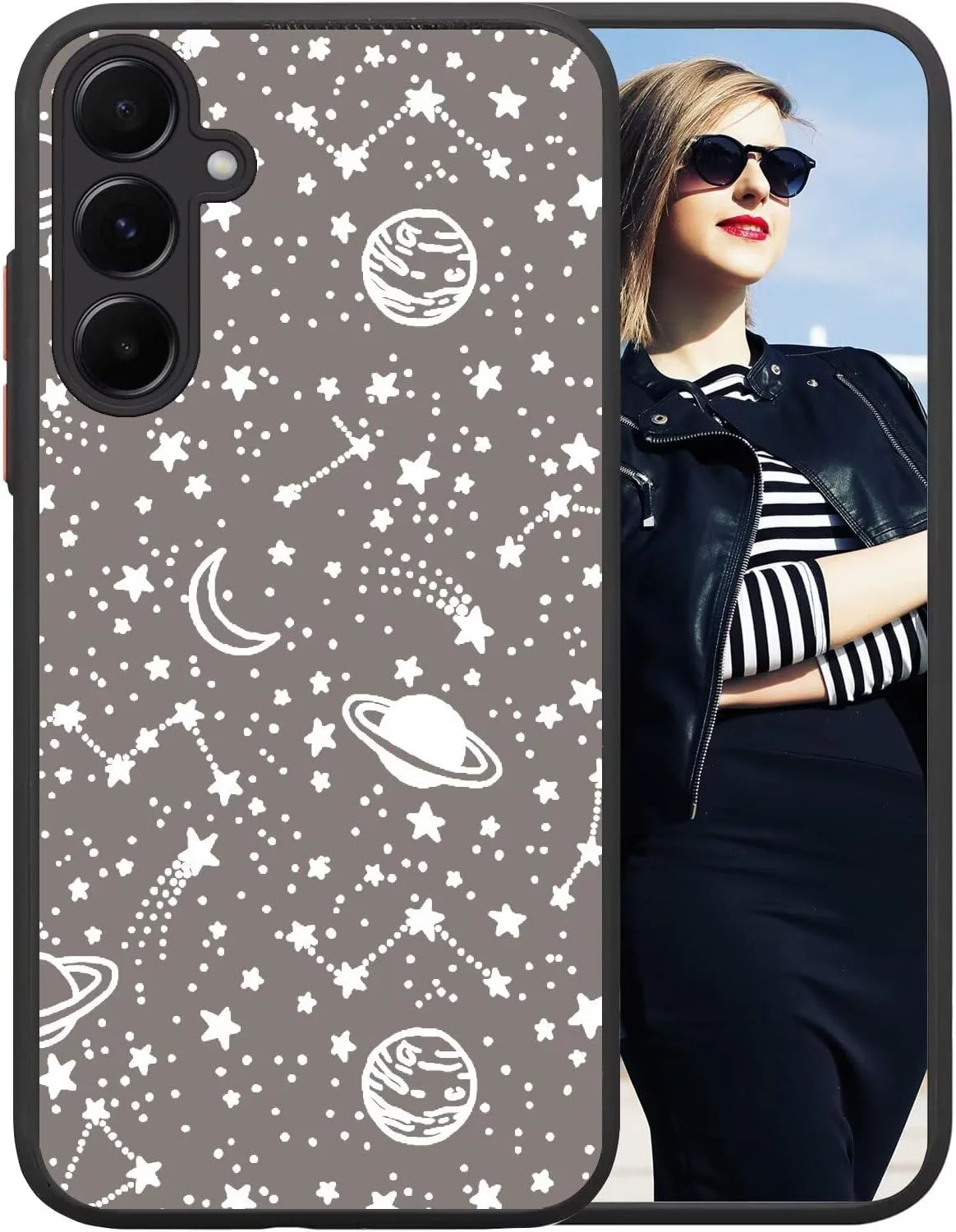 قاب گوشی برای سامسونگ گلکسی A25 5G، قاب محافظ سیلیکونی نرم و ضد ضربه، پوشش پشتی مات و نیمه شفاف ضد خش PC، محافظت کامل از دوربین، طرح آسمان پر ستاره سه بعدی