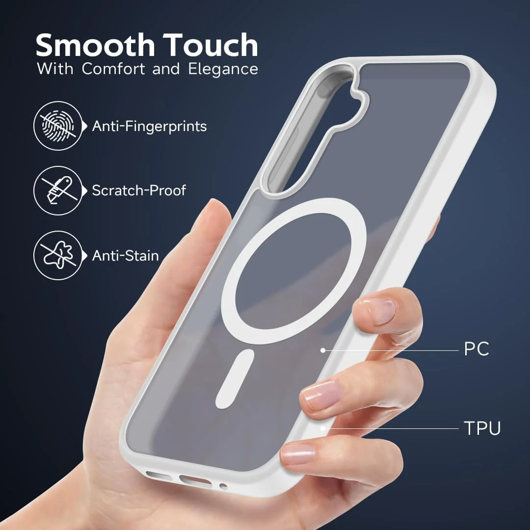 قاب مغناطیسی موبس‌وی برای گوشی سامسونگ گلکسی A16 5G با صفحه نمایش 6.7 اینچ، کاور پشتی نیمه شفاف مات، ضد ضربه و باریک