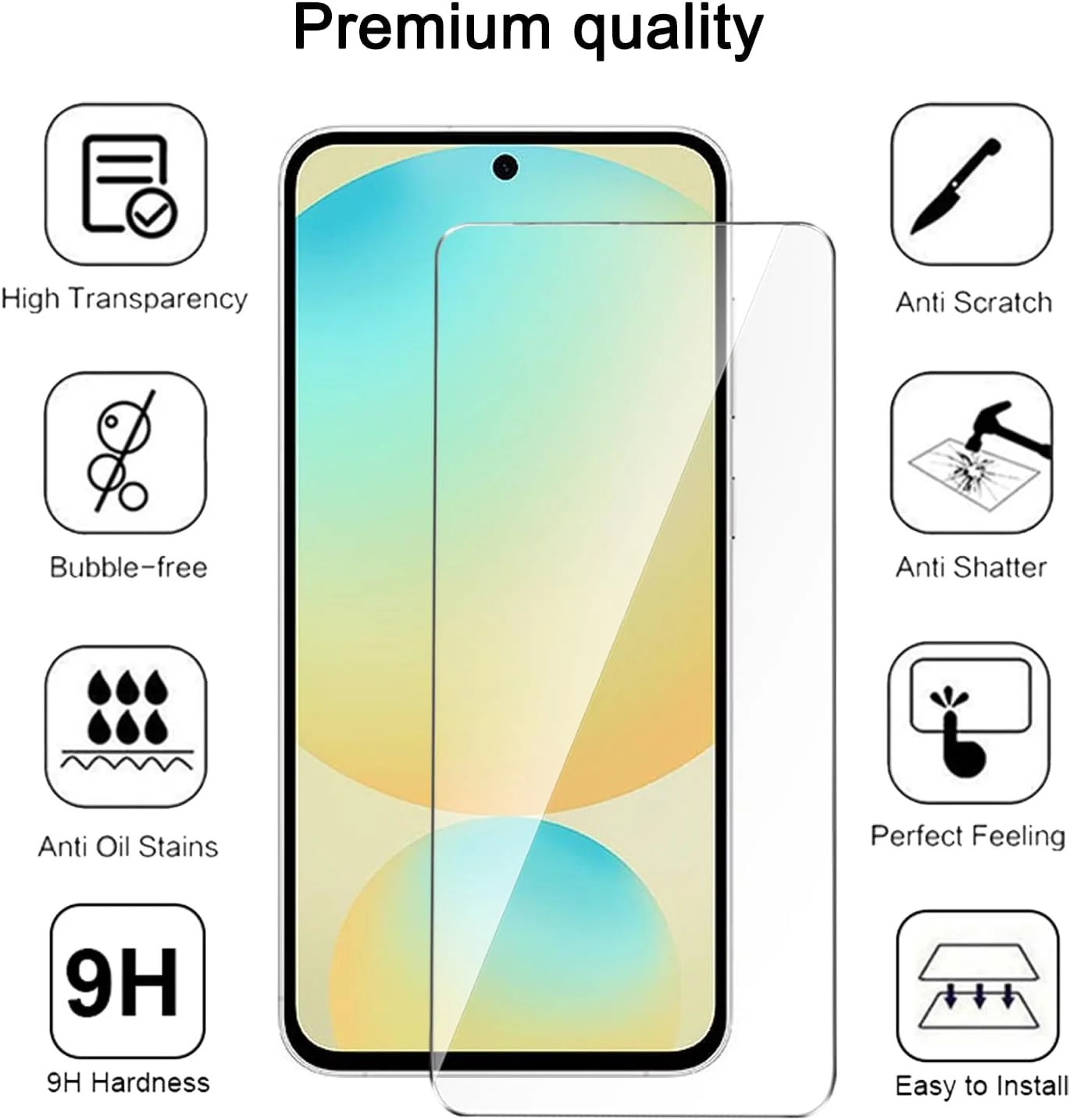 کاور گوشی سامسونگ گلکسی A26 5G، آبی سلطنتی، با پایه انگشتی و 2 عدد محافظ صفحه نمایش شیشه ای حرارت دیده، کاور ضد ضربه و ضد خش PC + TPU