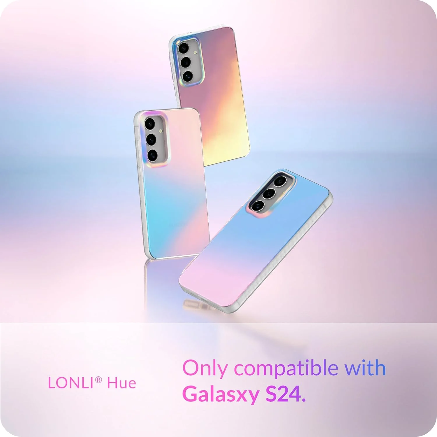 قاب گوشی رنگین کمانی LONLI Hue مناسب برای گوشی سامسونگ گلکسی S24 - ضد ضربه با جلوه تغییر رنگ | زیبا و منحصر به فرد برای خانم ها و دختران (2024)