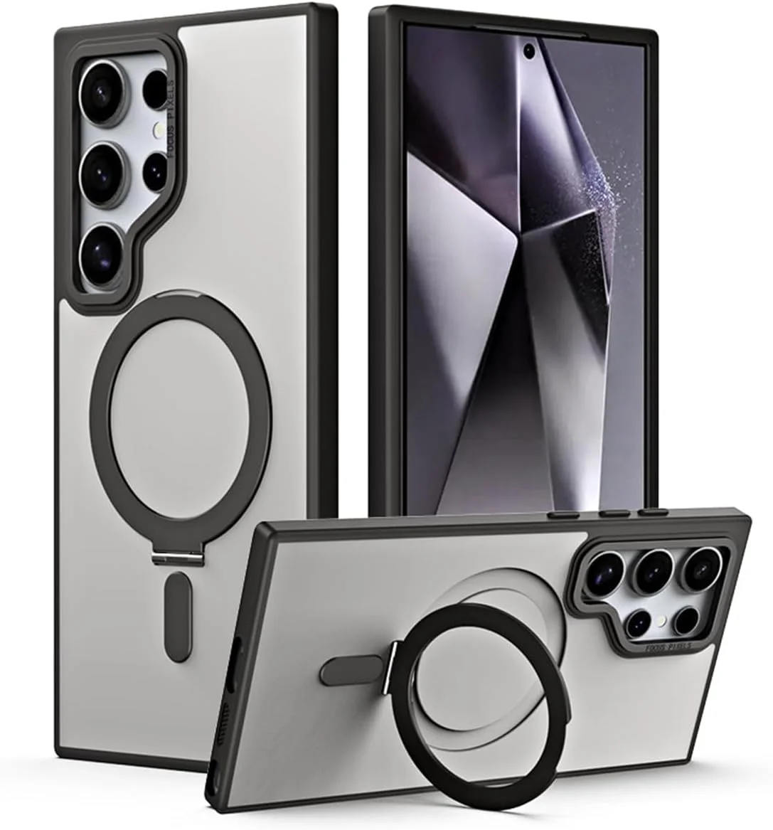 کاور مغناطیسی برای سامسونگ گلکسی S25 Ultra [سازگار با Ma'gsa'fe] [پایه نامرئی] [محافظت درجه نظامی] کاور گوشی نیمه شفاف برای S25 Ultra (مشکی شفاف، گلکسی S25 Ultra)