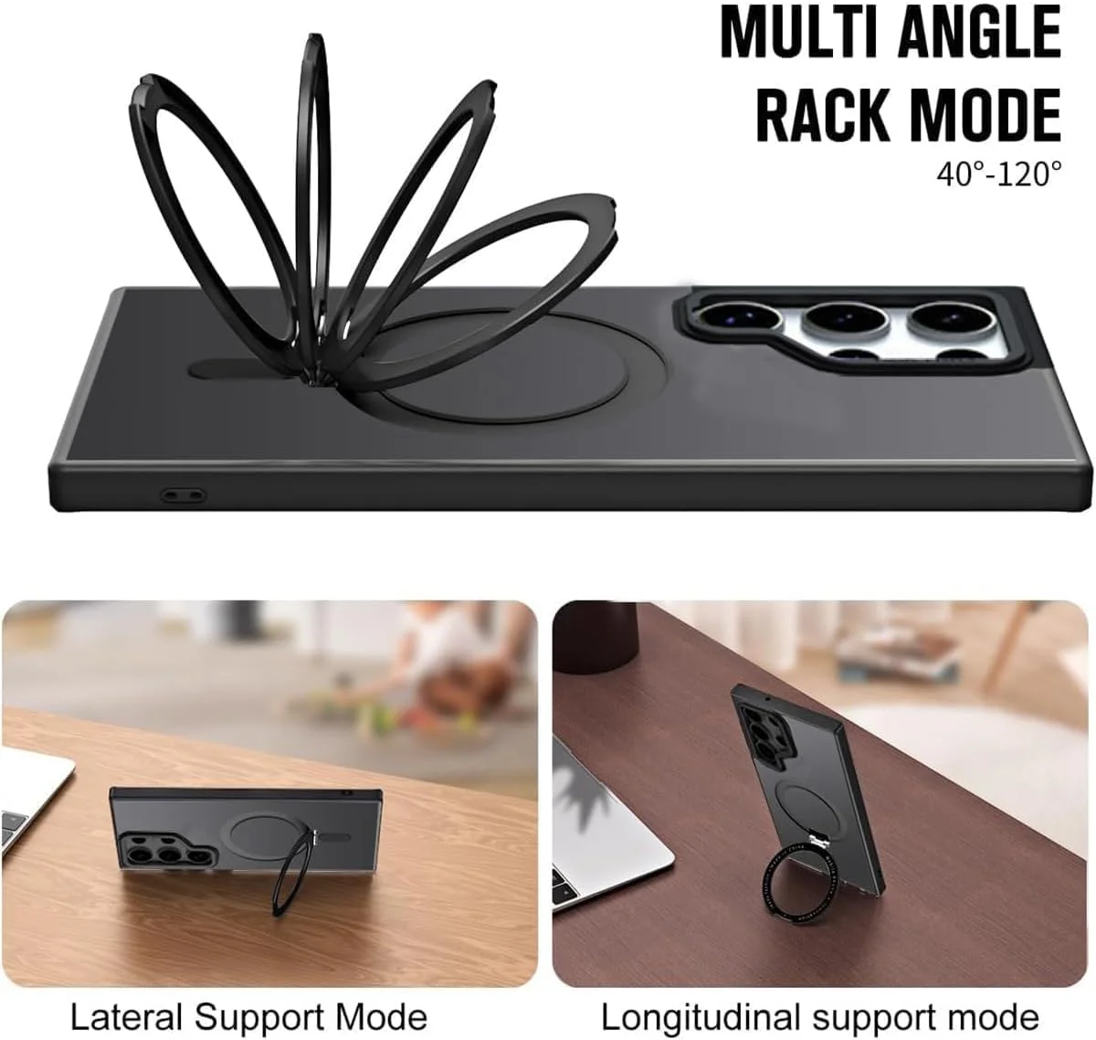 کاور مغناطیسی برای سامسونگ گلکسی S25 Ultra [سازگار با Ma'gsa'fe] [پایه نامرئی] [محافظت درجه نظامی] کاور گوشی نیمه شفاف برای S25 Ultra (مشکی شفاف، گلکسی S25 Ultra)