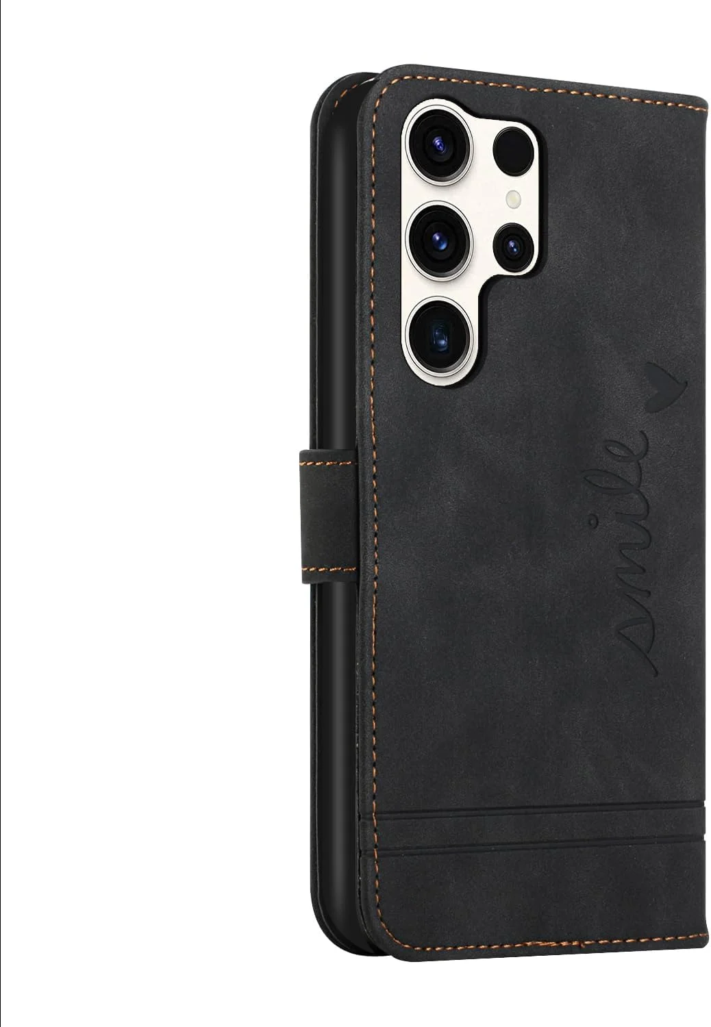 کاور محافظ چرمی تاشو مدل کیف پول با جای کارت و استند مغناطیسی [ضد ضربه TPU] مناسب برای گوشی سامسونگ گلکسی S24 Ultra (مشکی)