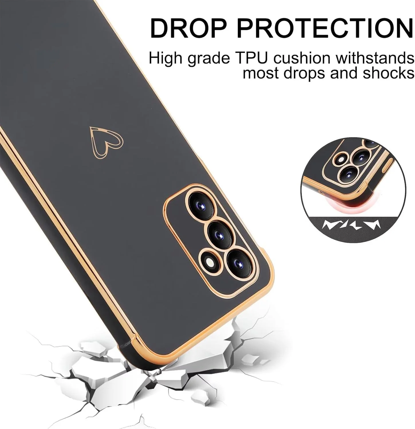 قاب گوشی سامسونگ گلکسی A15 5G EU با طرح قلب، قاب محافظ گوشی با روکش لوکس طرح قلب برای دختران و زنان، قاب سیلیکونی TPU ضد ضربه - صورتی