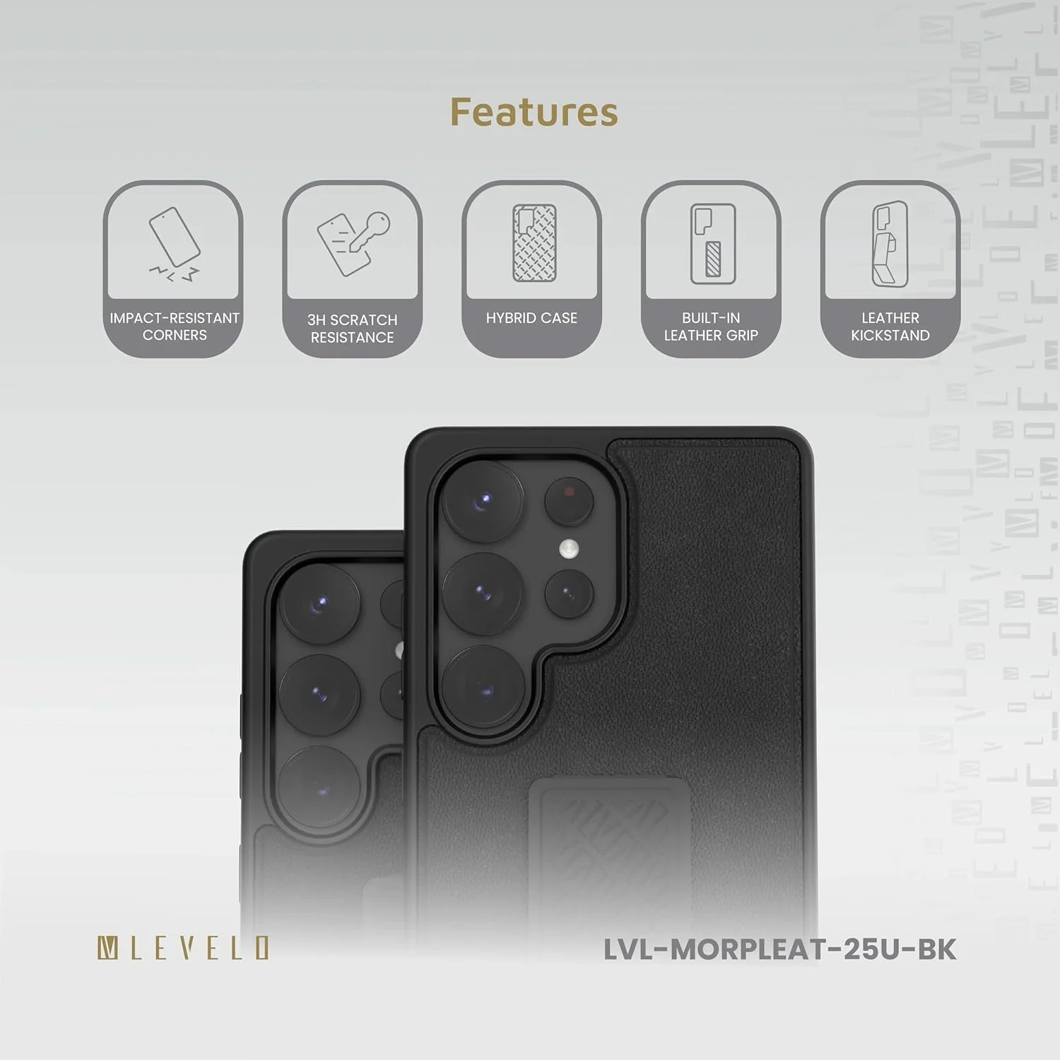 کاور چرمی Levelo Morphix برای Samsung S25 Ultra - مشکی