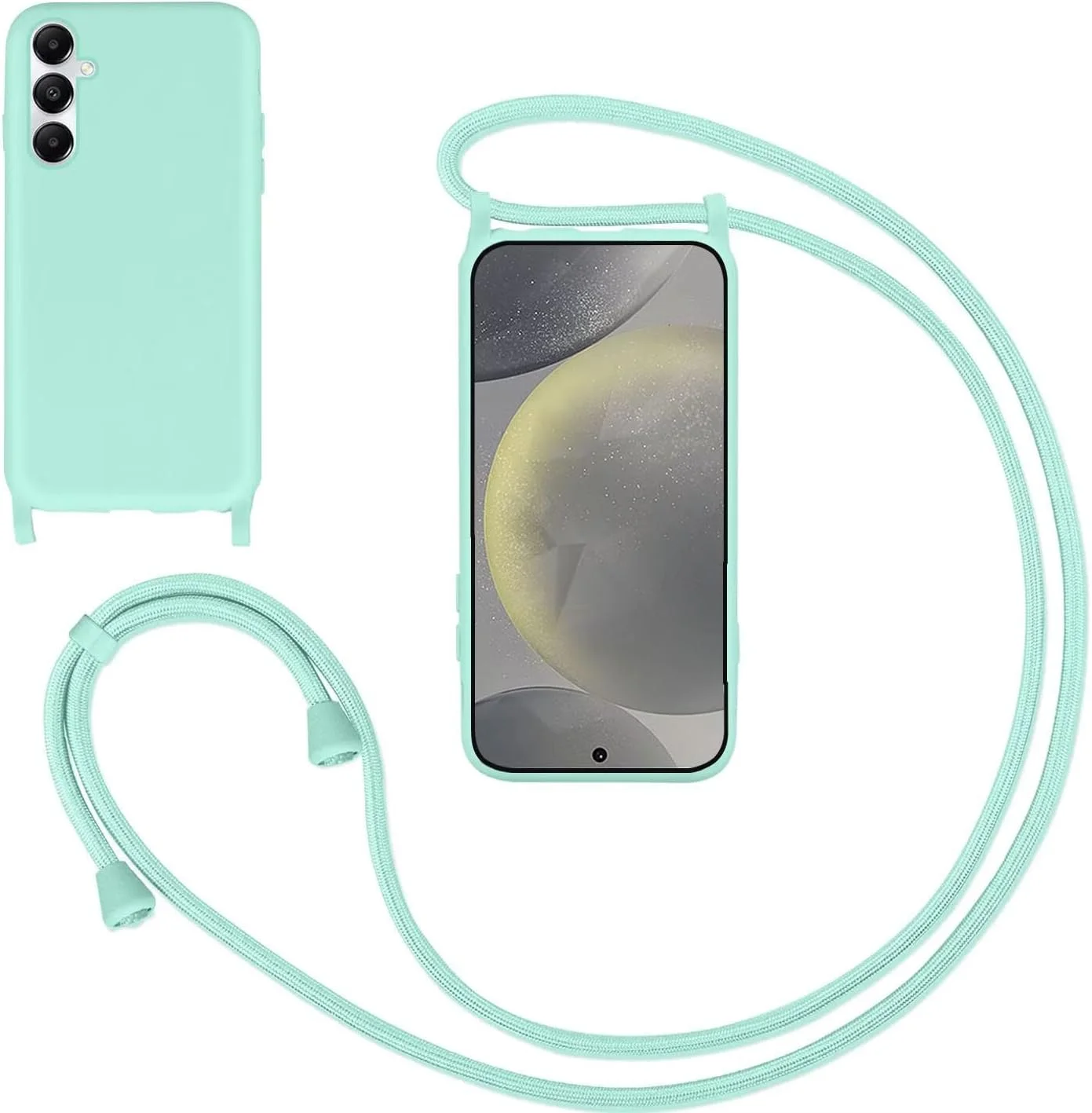 قاب GoodcAcy به همراه بند برای گوشی سامسونگ گلکسی A54، قاب سیلیکونی مایع با بند آویز قابل تنظیم گردنبندی برای سامسونگ گلکسی A54، سبز نعنایی