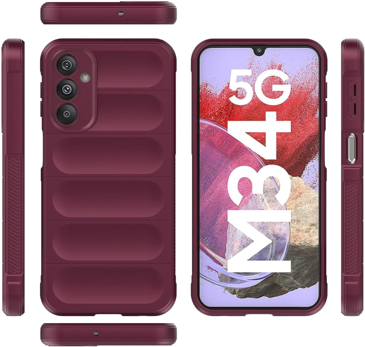 کاور محافظ گوشی سامسونگ گلکسی M34 5G، ساخته شده از سیلیکون TPU انعطاف پذیر، ضد لغزش و جاذب ضربه، رنگ آلویی