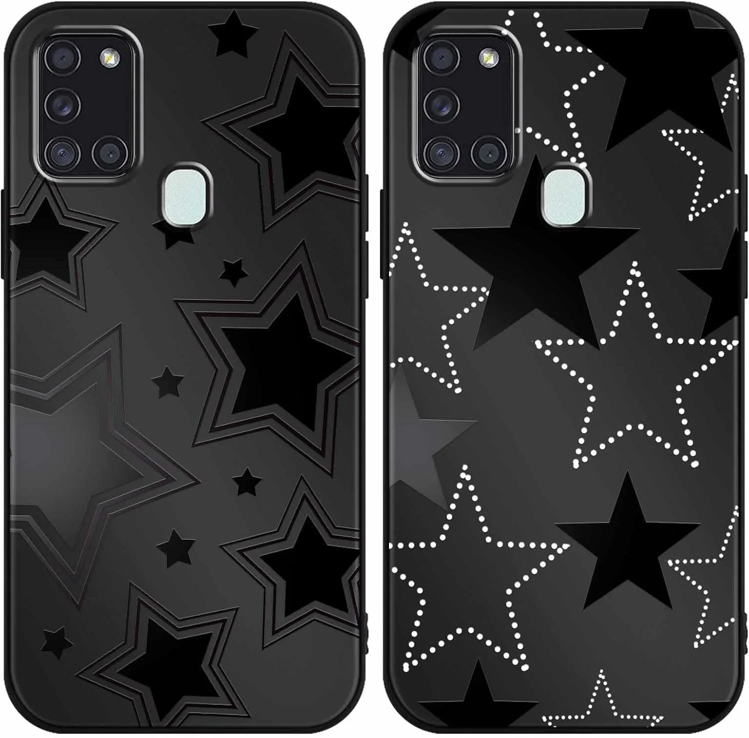 کاور گوشی طرح دار مشکی فوناری، سازگار با گوشی سامسونگ گلکسی A03s 4G 6.5 اینچی، سیلیکونی نرم و باریک با طرح ستاره ای، محافظ ضربه گیر